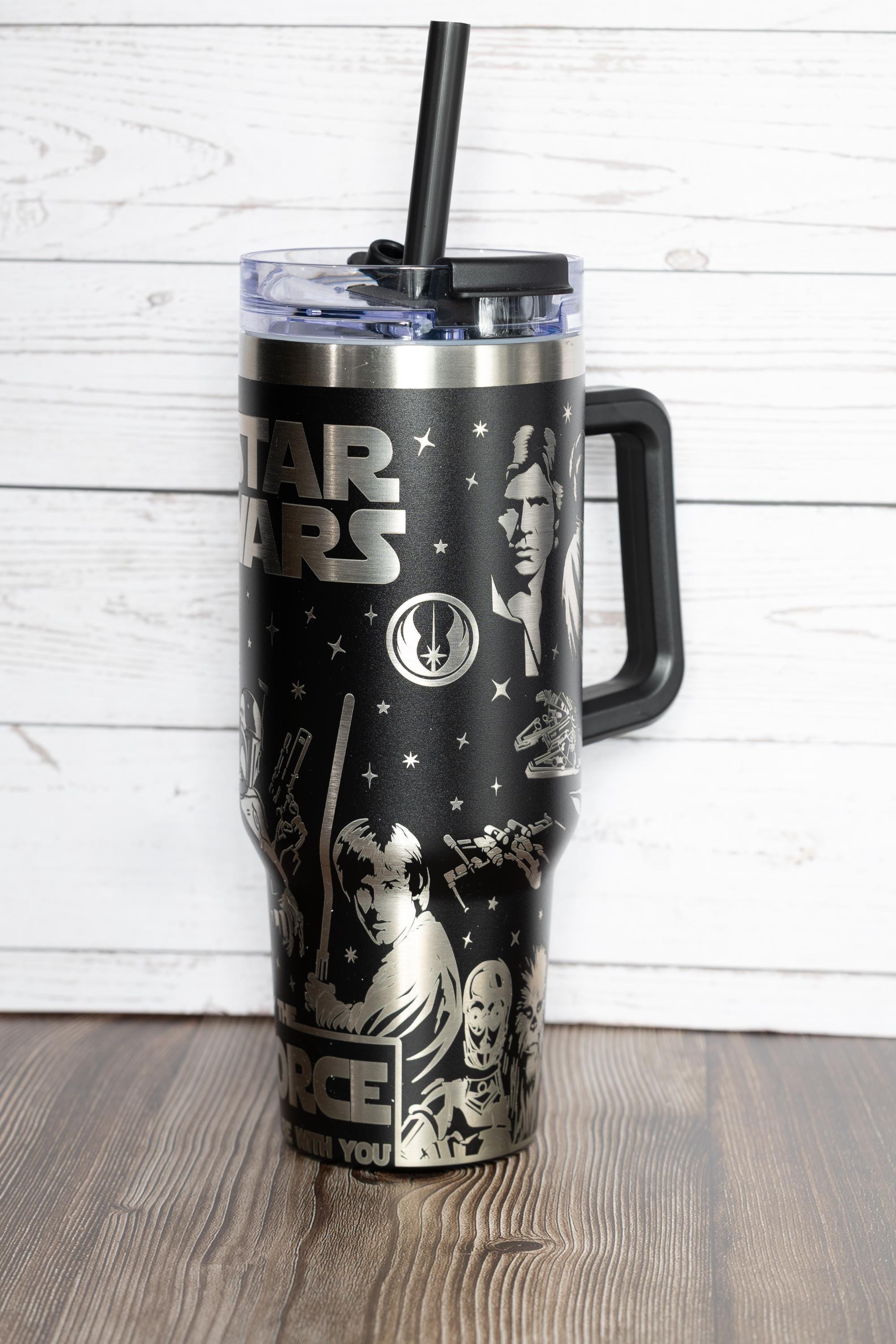 40oz star wars tumbler: laser engraved stainless steel stanley dupe