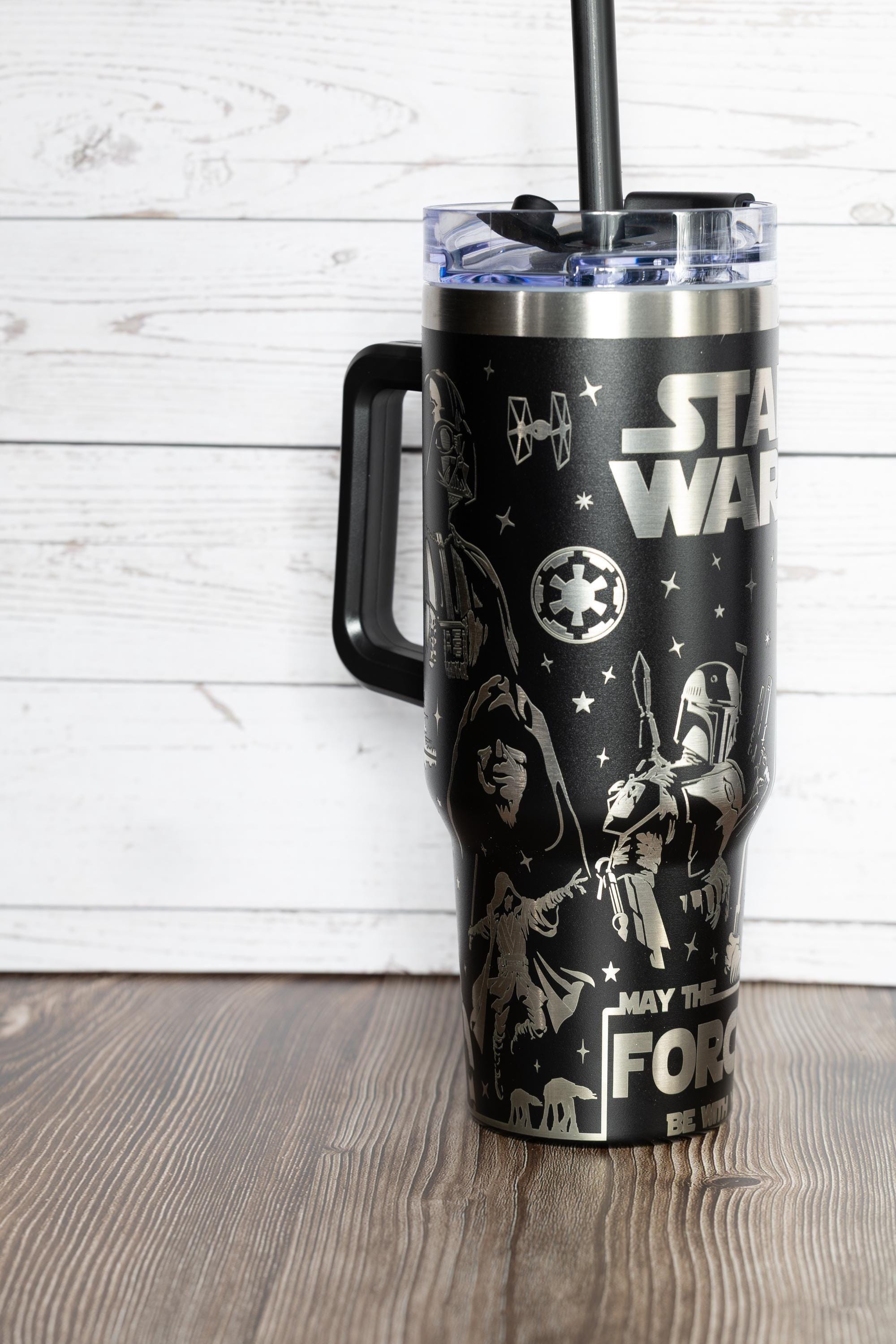 40oz star wars tumbler: laser engraved stainless steel stanley dupe