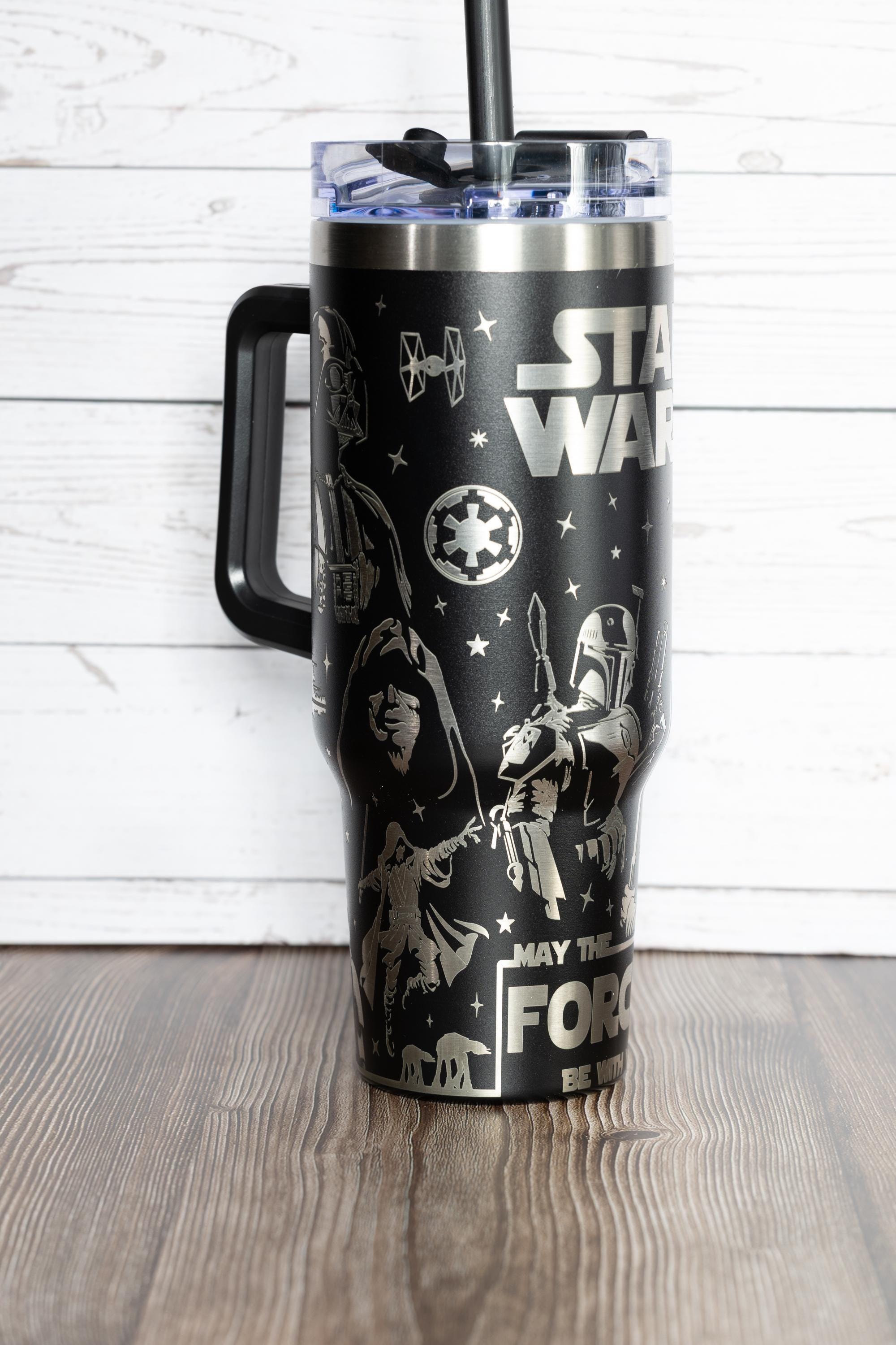 40oz star wars tumbler: laser engraved stainless steel stanley dupe