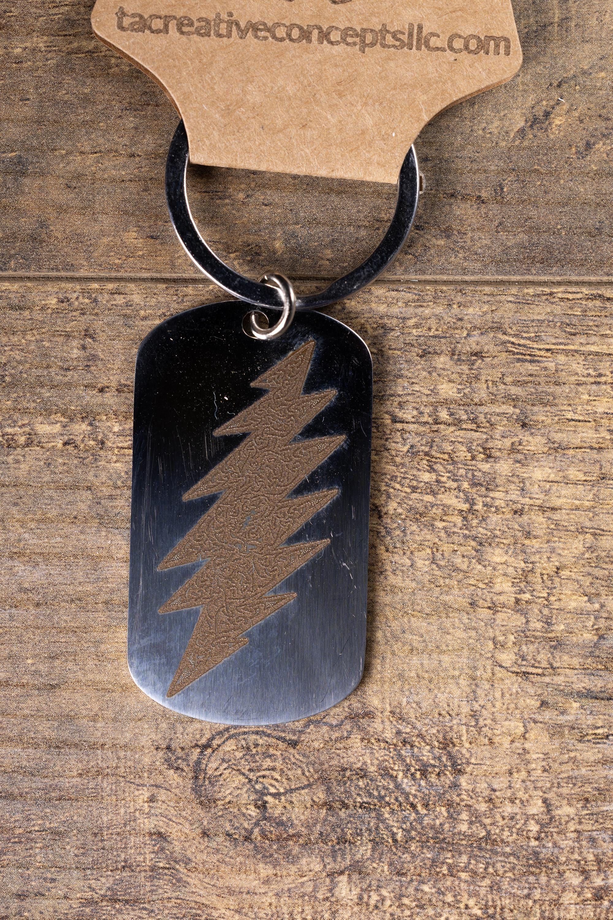 Polished stainless grateful dead celtic bolt | laser engraved band design | durable metal gift for fans