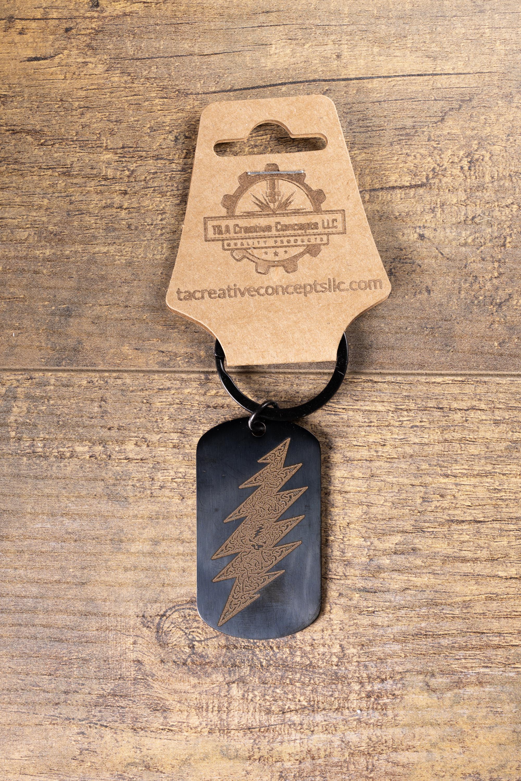 Black stainless grateful dead celtic bolt | laser engraved band design | durable metal gift for fans