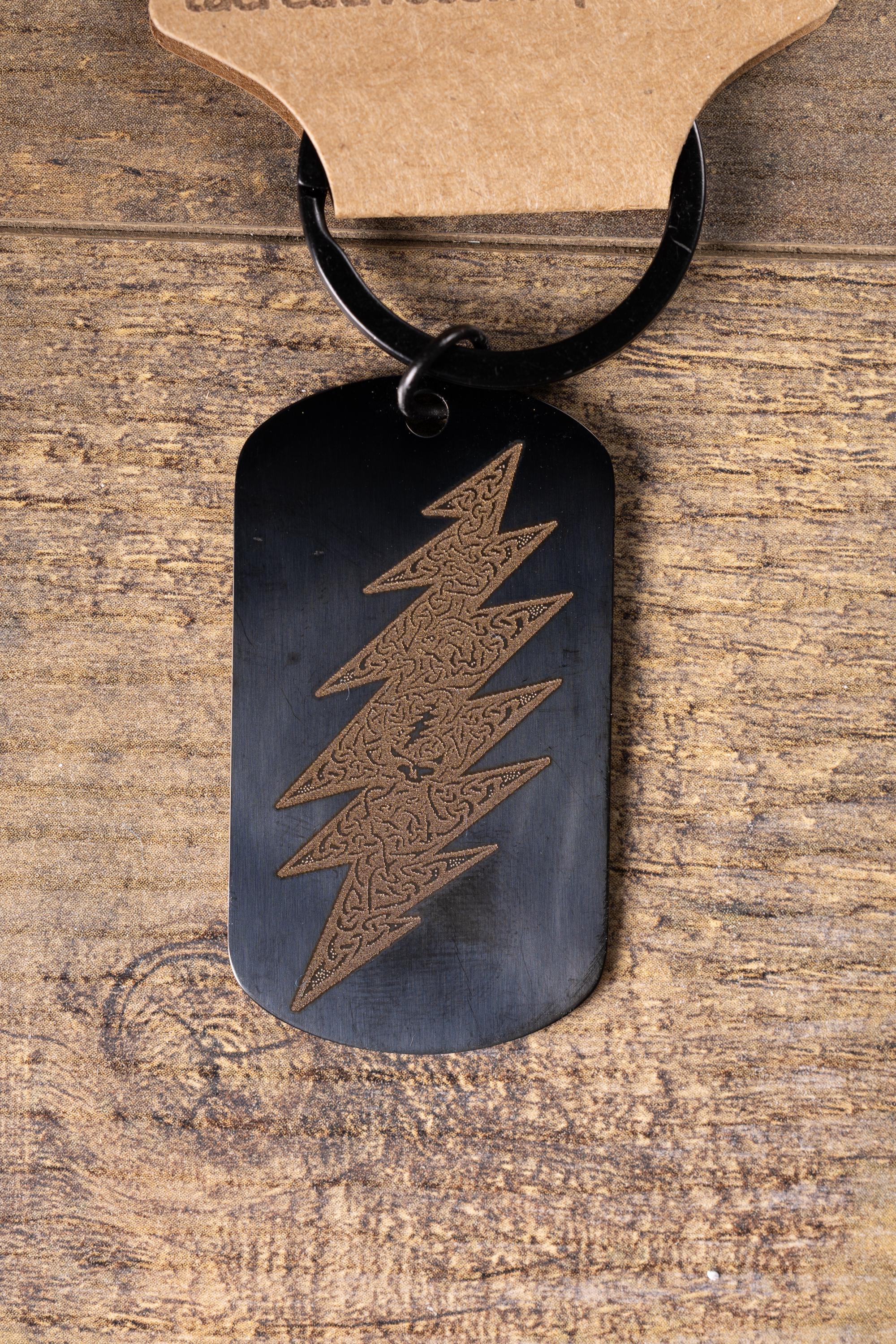 Black stainless grateful dead celtic bolt | laser engraved band design | durable metal gift for fans