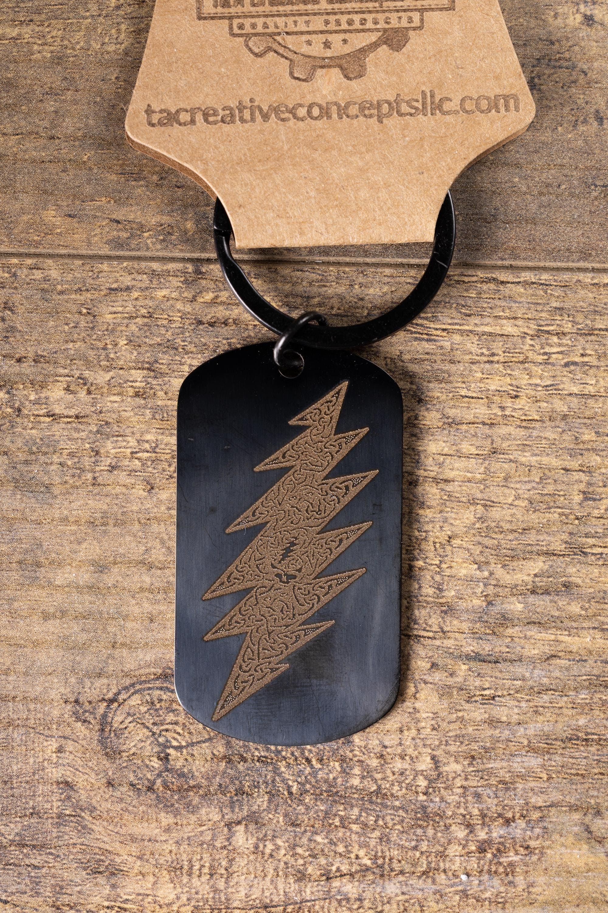 Black stainless grateful dead celtic bolt | laser engraved band design | durable metal gift for fans