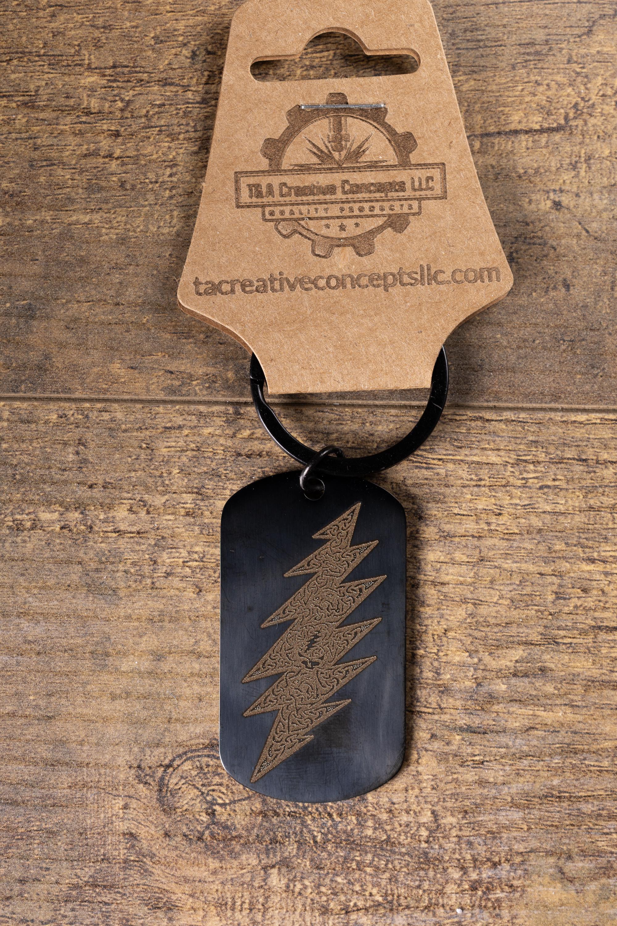 Black stainless grateful dead celtic bolt | laser engraved band design | durable metal gift for fans
