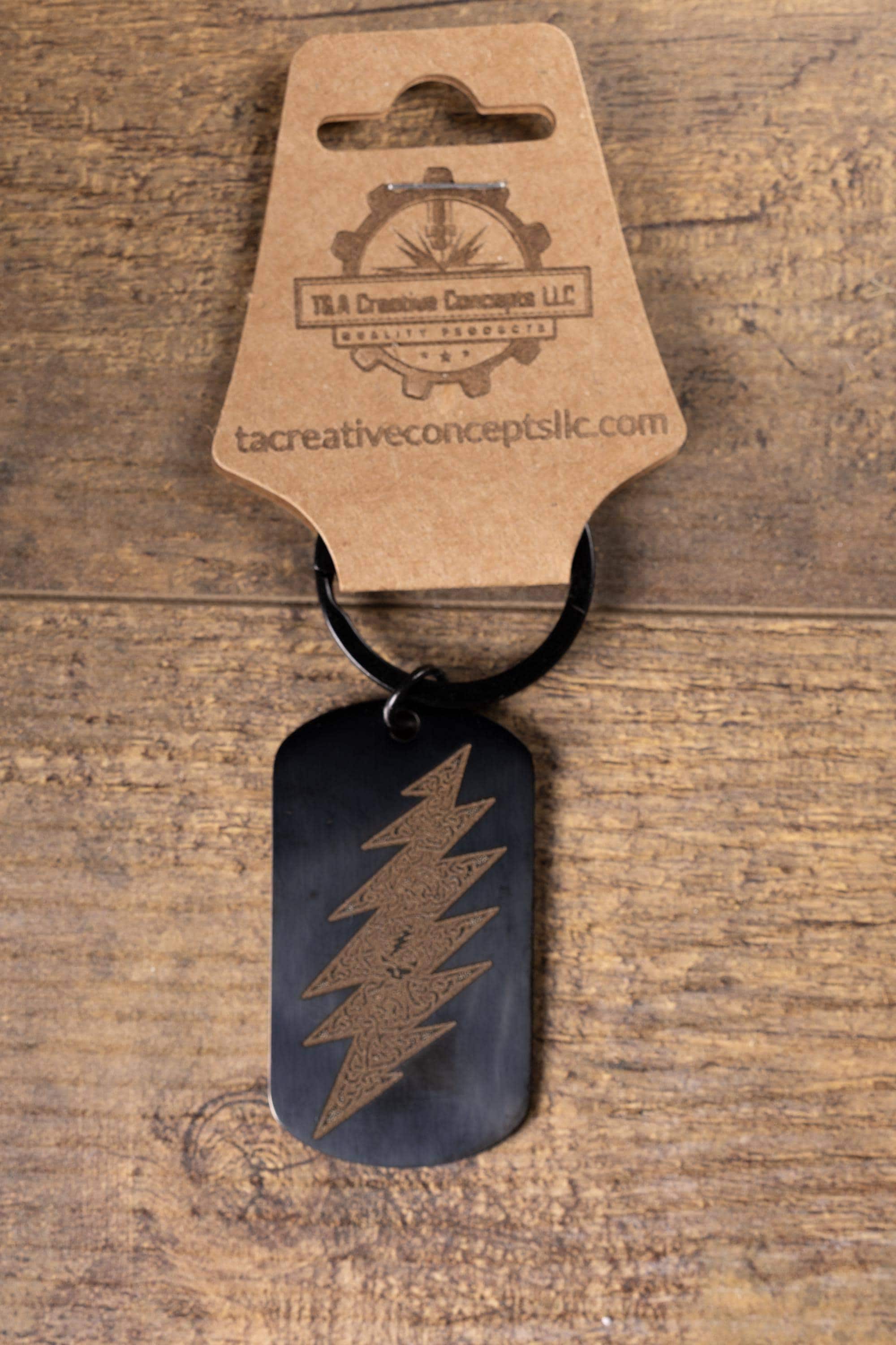 Black stainless grateful dead celtic bolt | laser engraved band design | durable metal gift for fans
