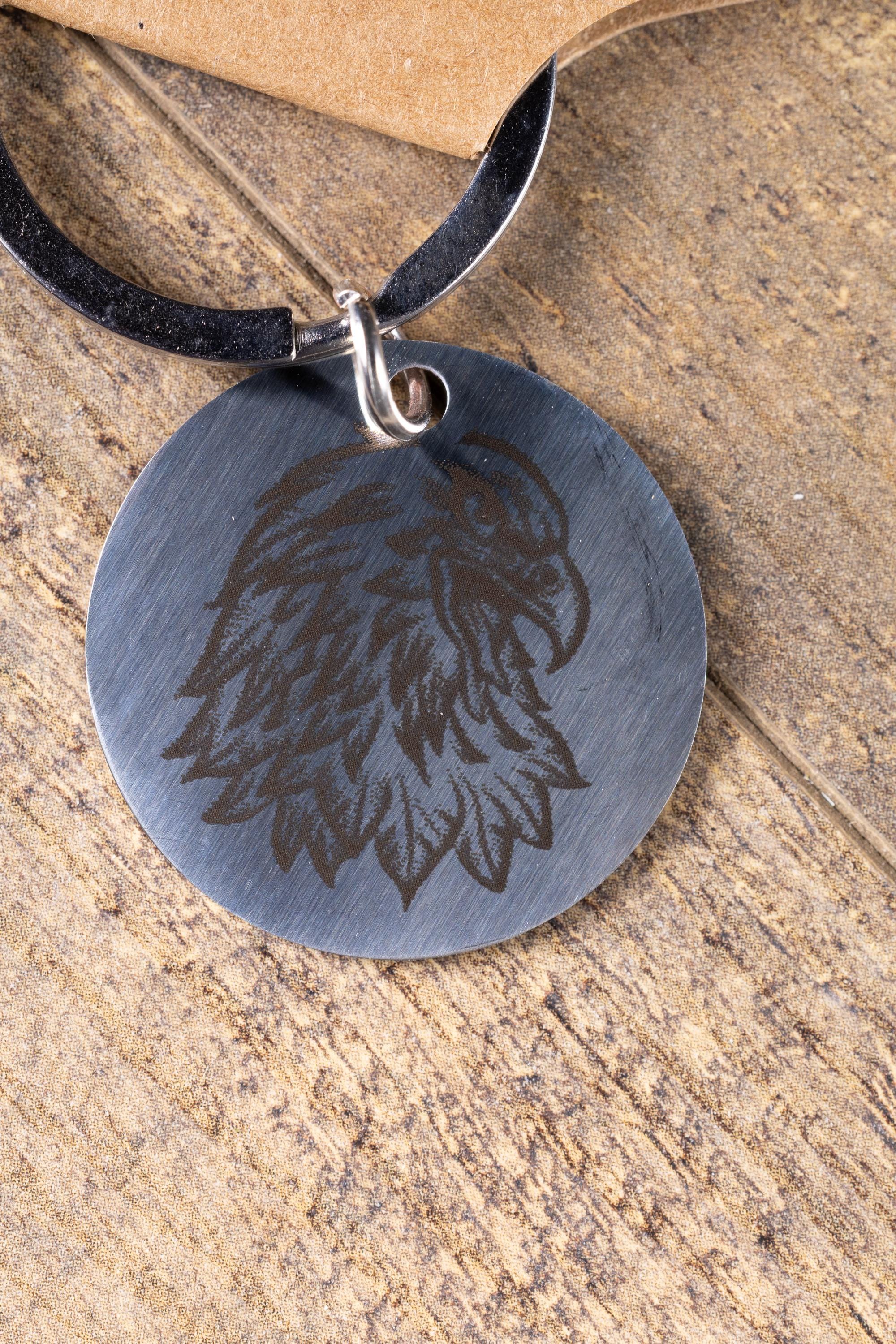 Polished stainless steel american eagle keychain - laser engraved metal eagle gift for him - patriotic usa key ring - stainless hardware