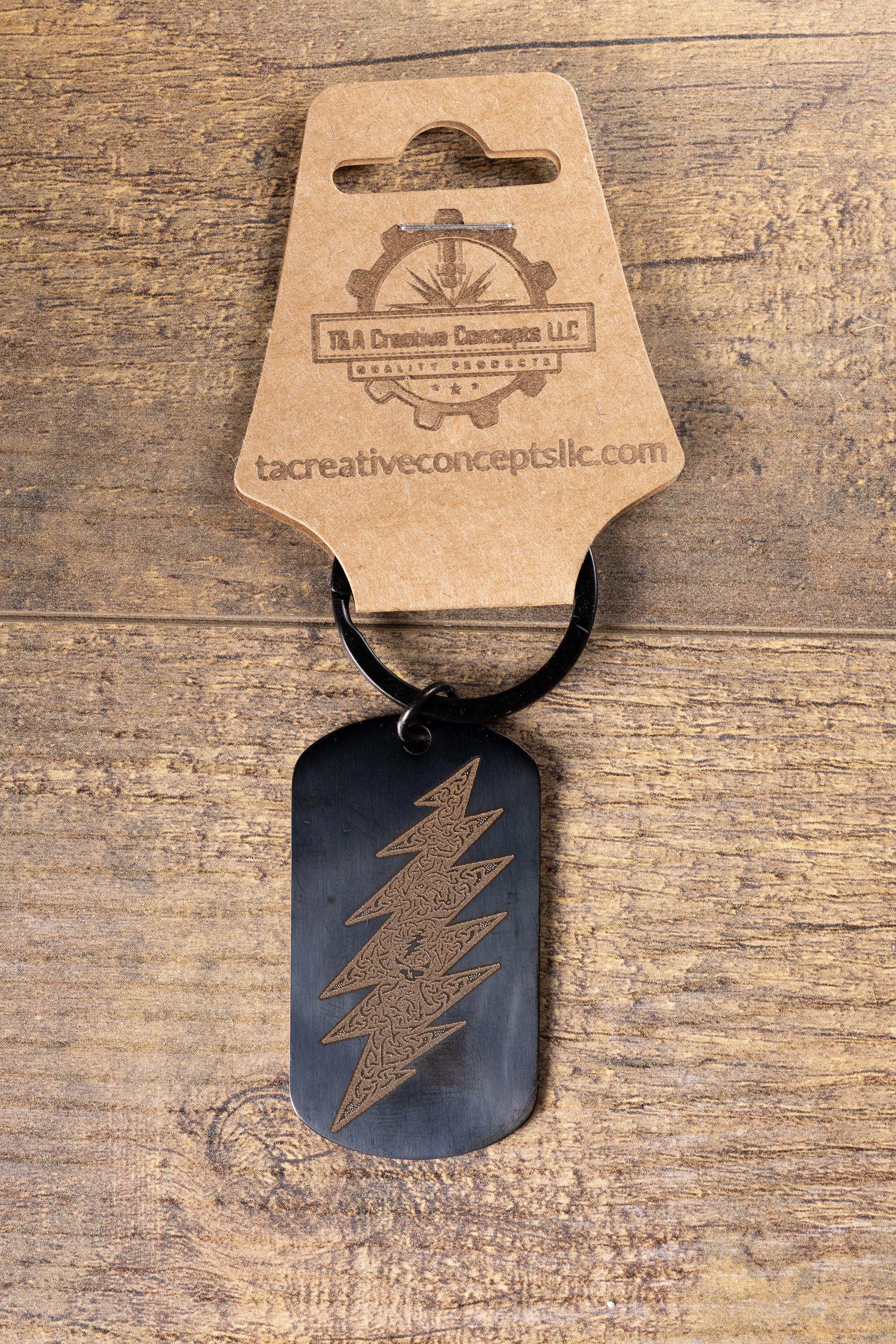 Black stainless grateful dead celtic bolt | laser engraved band design | durable metal gift for fans