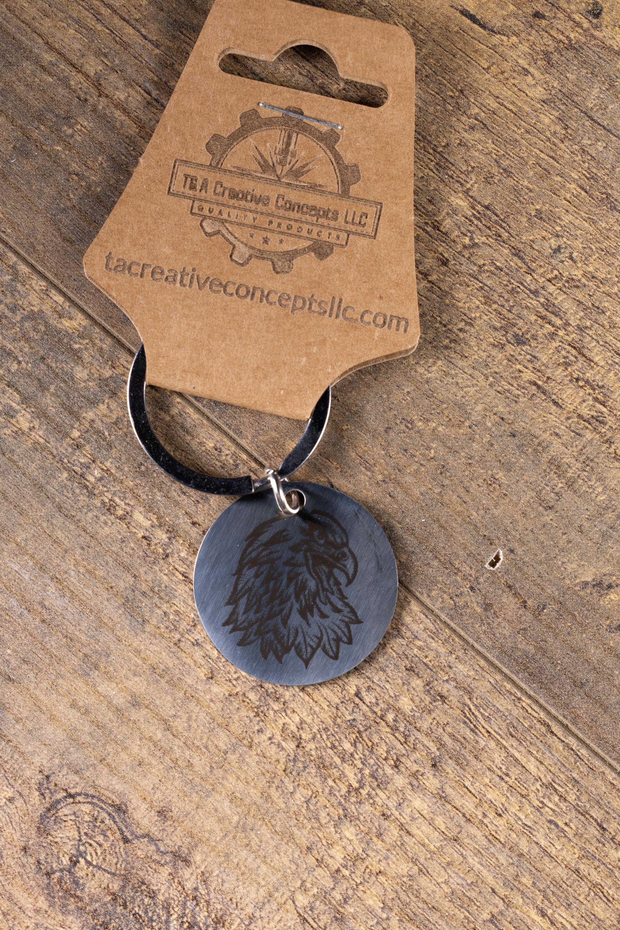 Polished stainless steel american eagle keychain - laser engraved metal eagle gift for him - patriotic usa key ring - stainless hardware