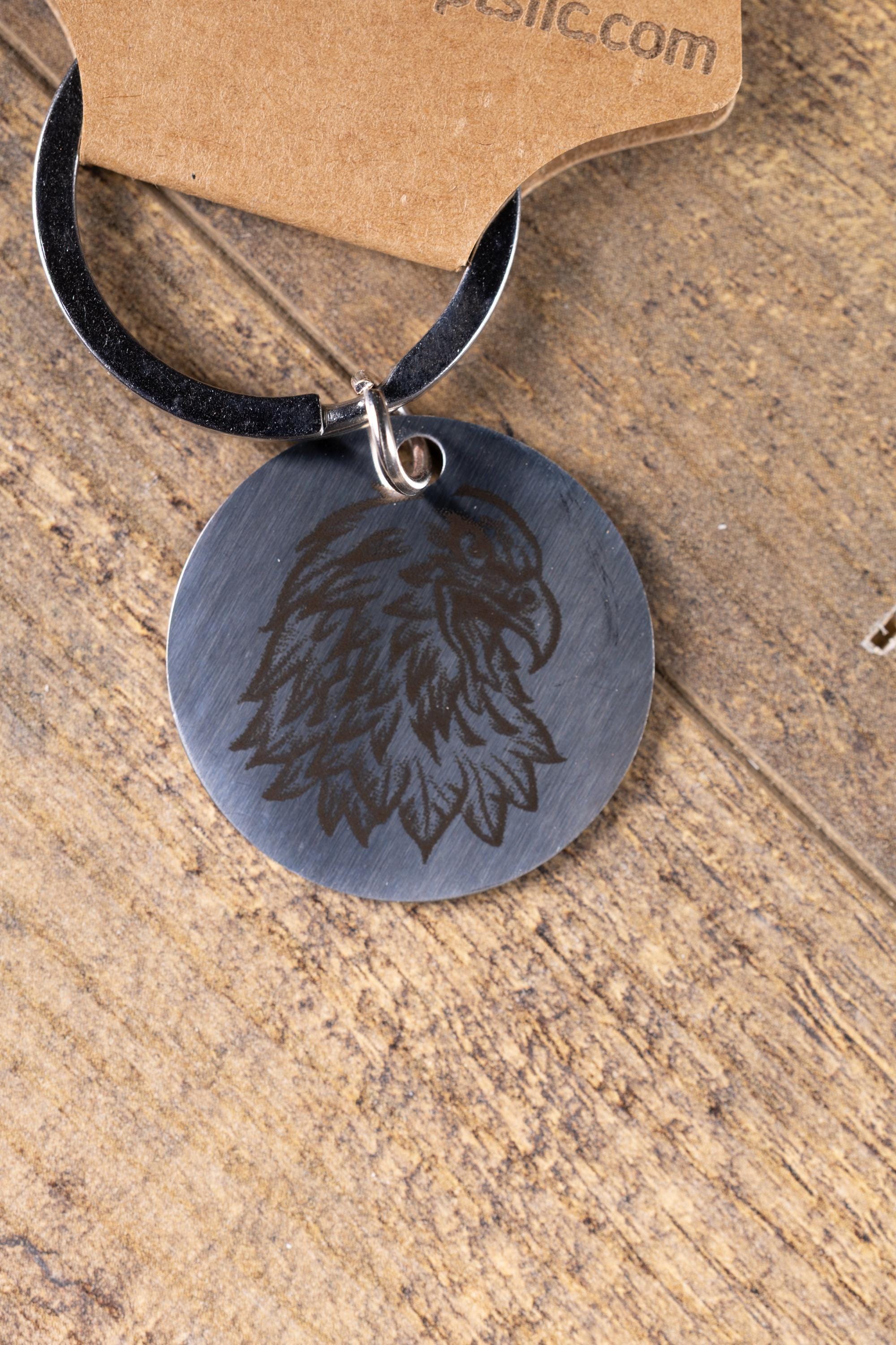 Polished stainless steel american eagle keychain - laser engraved metal eagle gift for him - patriotic usa key ring - stainless hardware