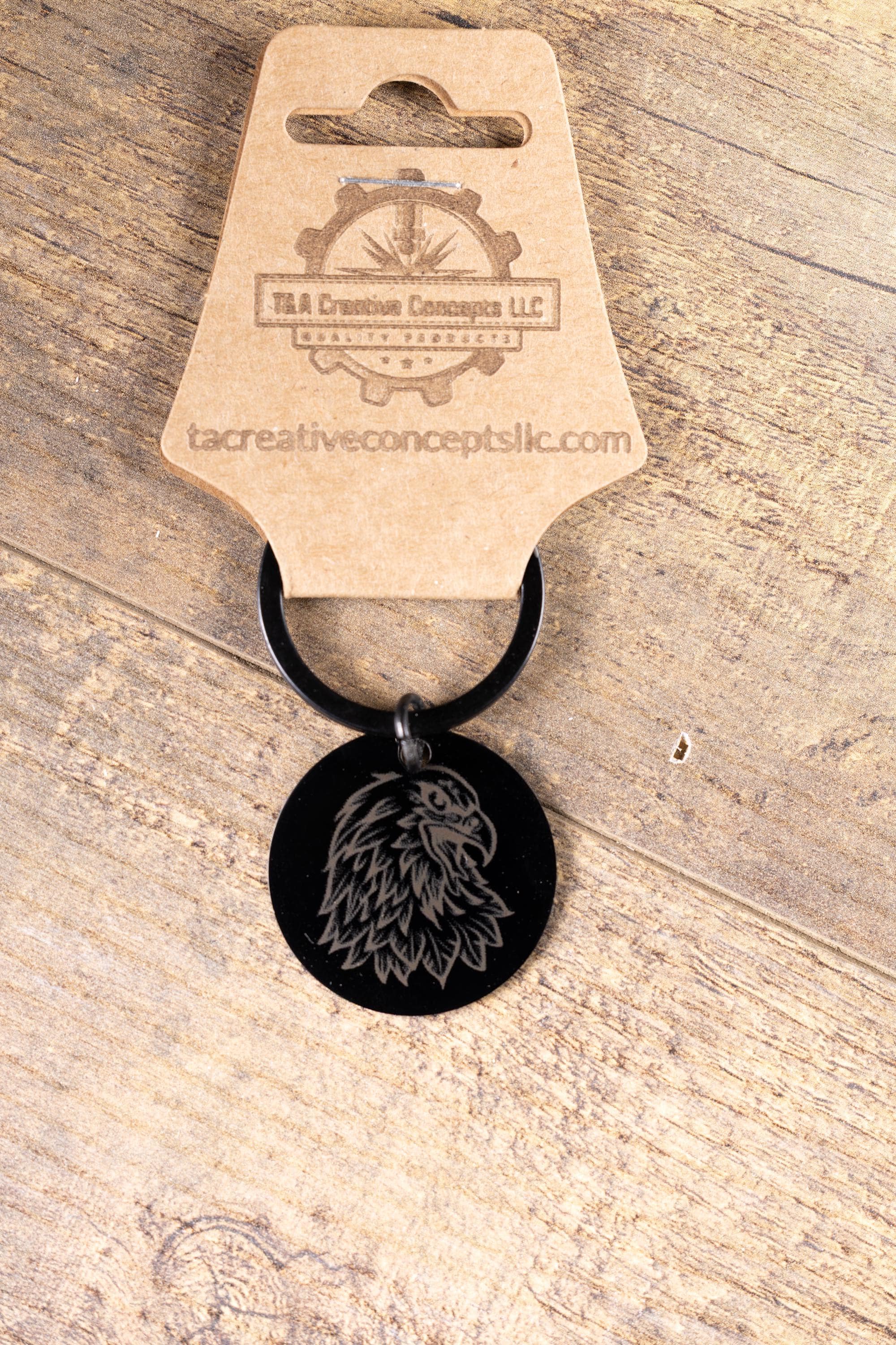 Black stainless steel american eagle keychain – laser engraved usa eagle gift for him – patriotic metal key ring