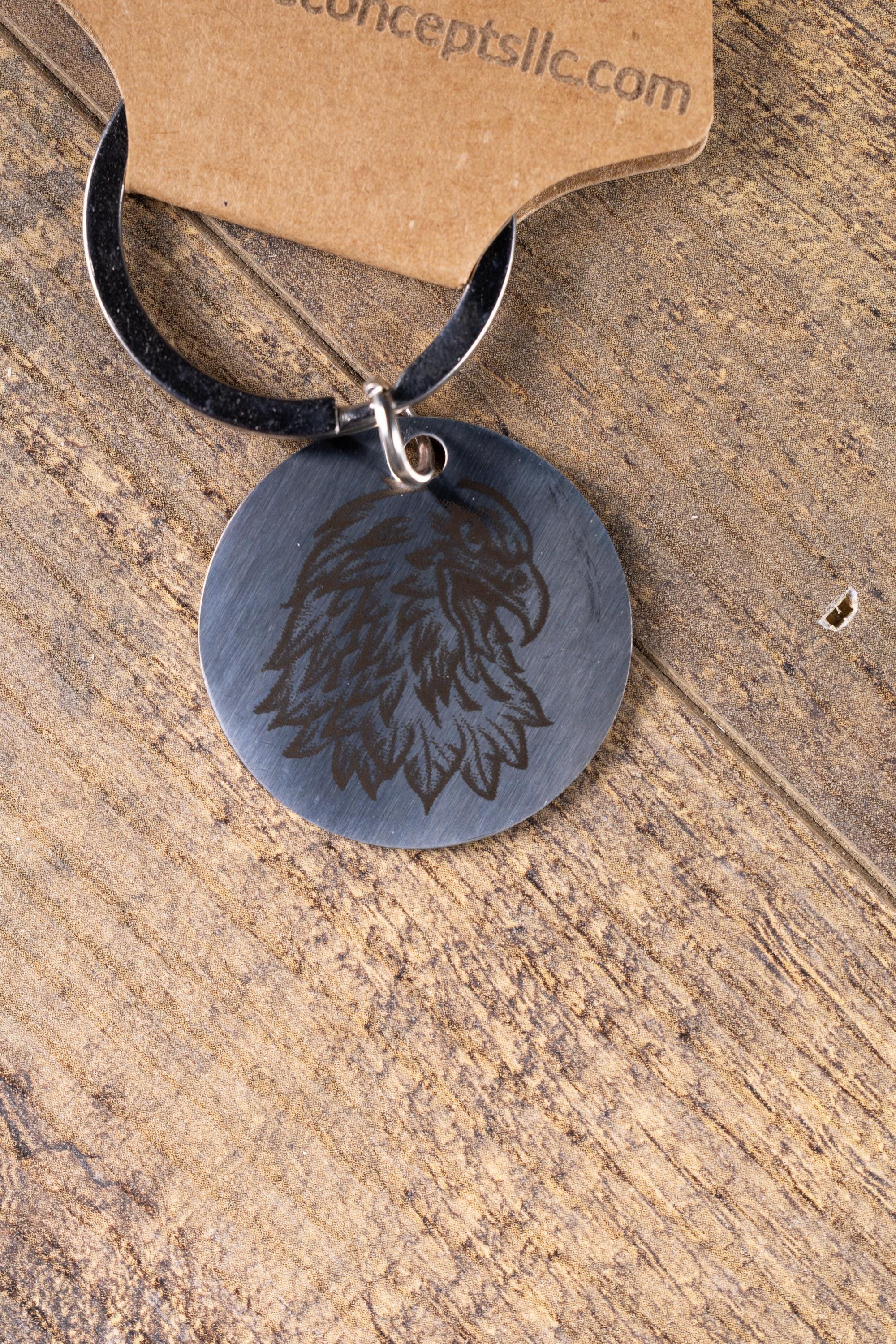 Polished stainless steel american eagle keychain - laser engraved metal eagle gift for him - patriotic usa key ring - stainless hardware