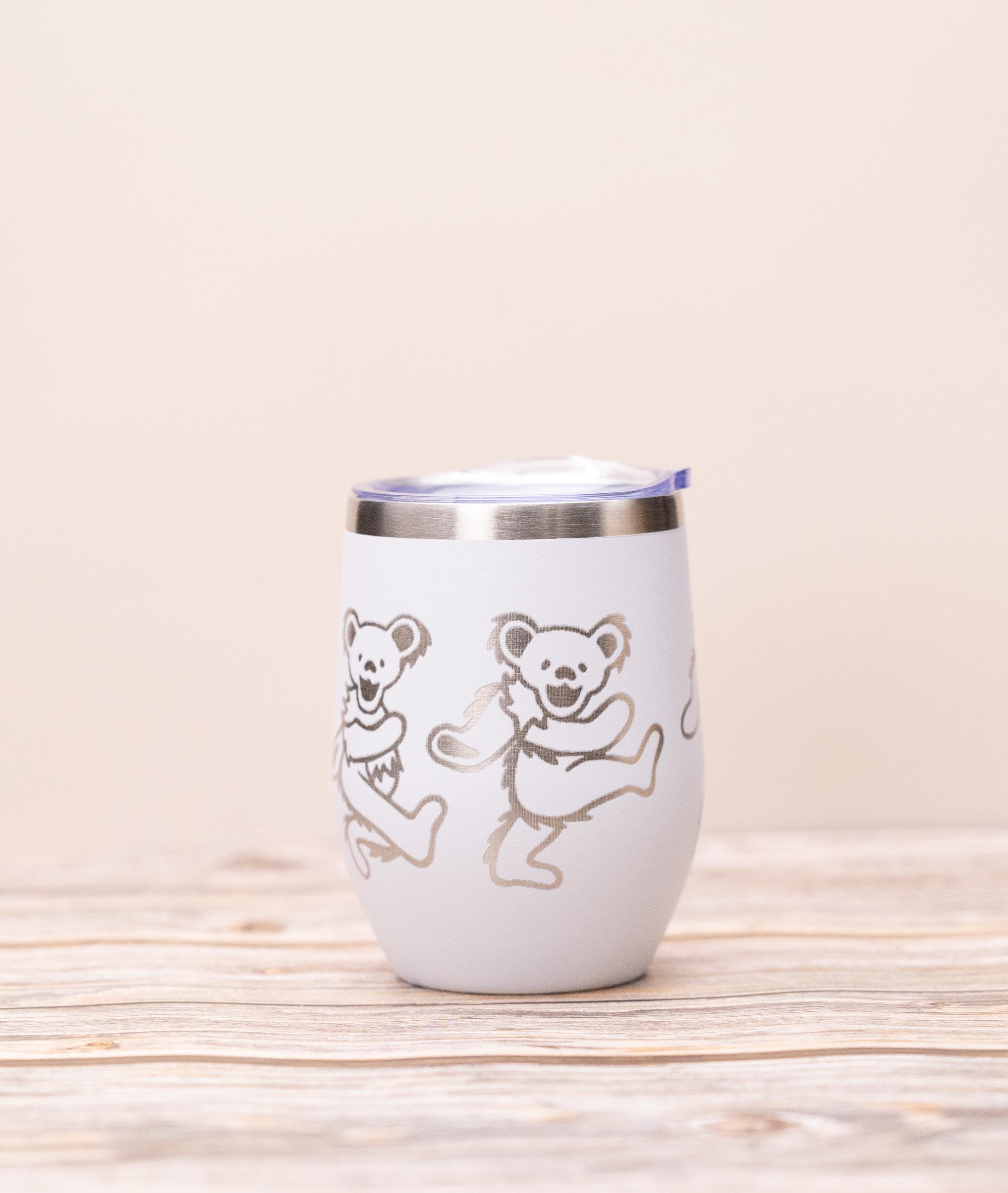 Grateful dead -  dead bears wine tumbler 12 oz | laser engraved stainless steel cup with lid | fun gift for deadheads & music fans