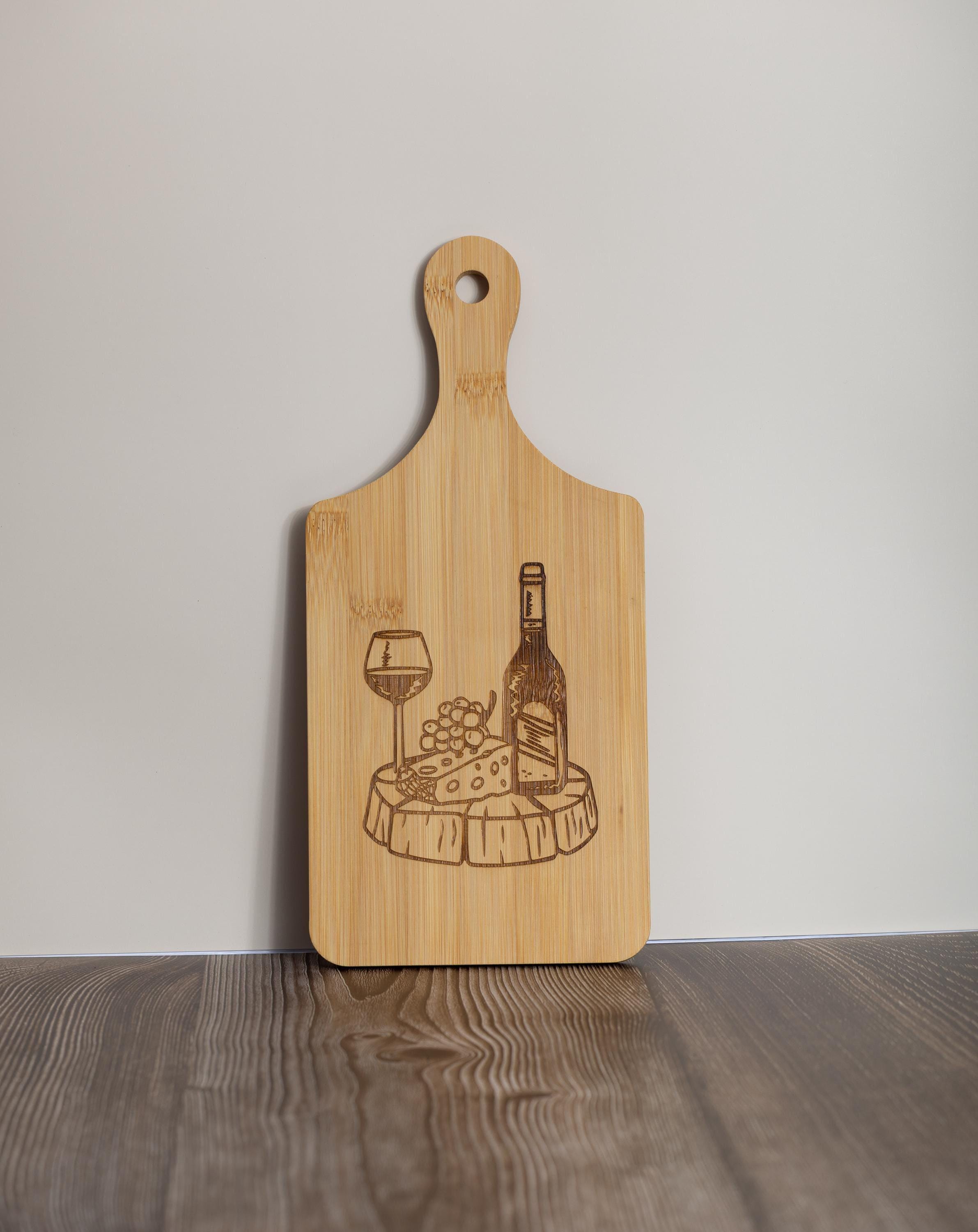 Wine and cheese laser engraved bamboo cutting board 5x11 | charcuterie board | wine lover kitchen gift