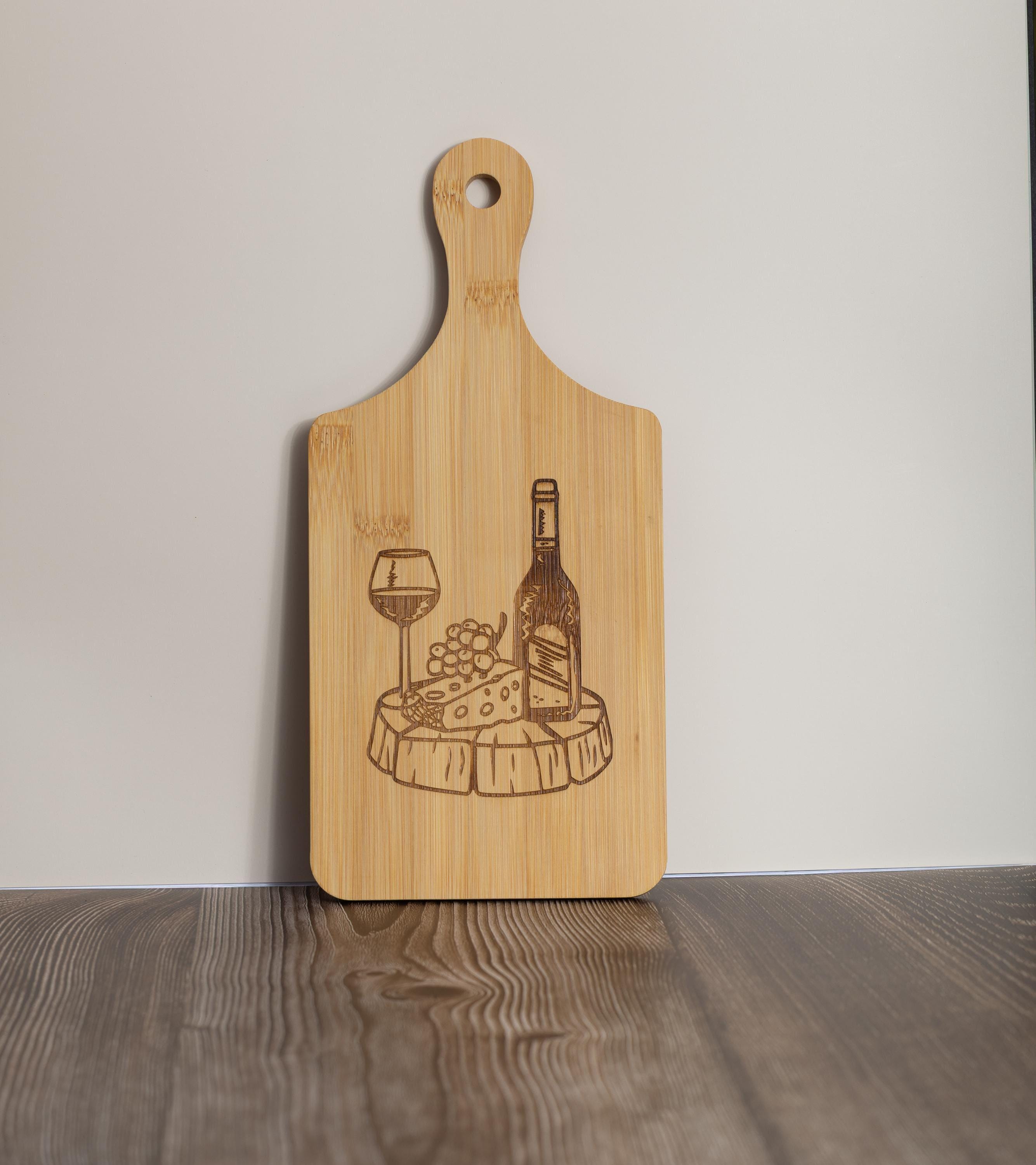 Wine and cheese laser engraved bamboo cutting board 5x11 | charcuterie board | wine lover kitchen gift