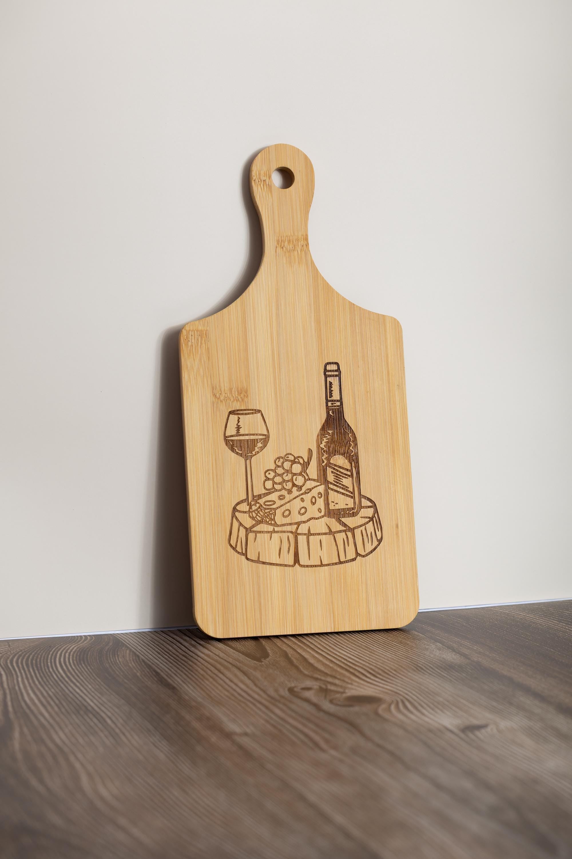 Wine and cheese laser engraved bamboo cutting board 5x11 | charcuterie board | wine lover kitchen gift