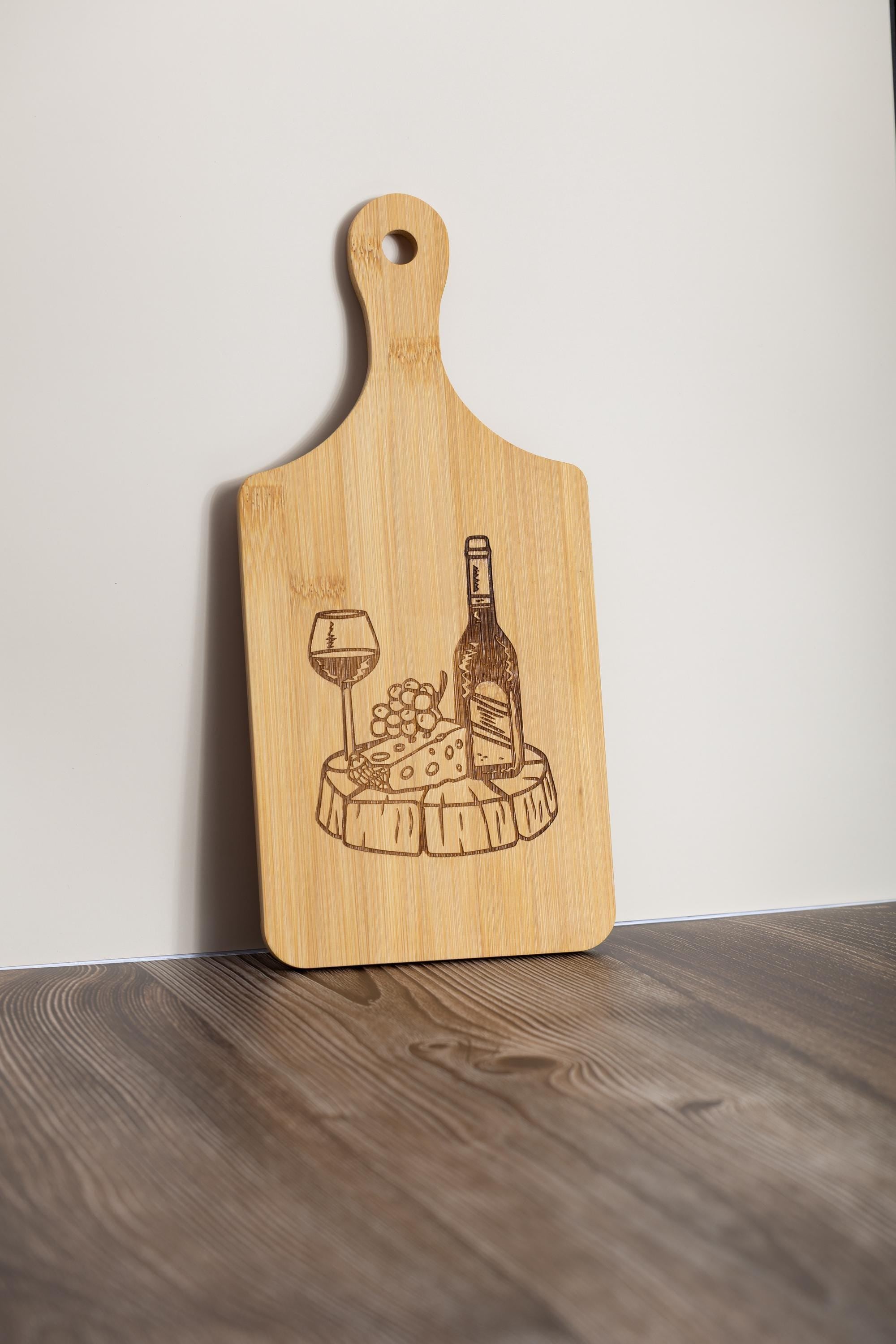 Wine and cheese laser engraved bamboo cutting board 5x11 | charcuterie board | wine lover kitchen gift