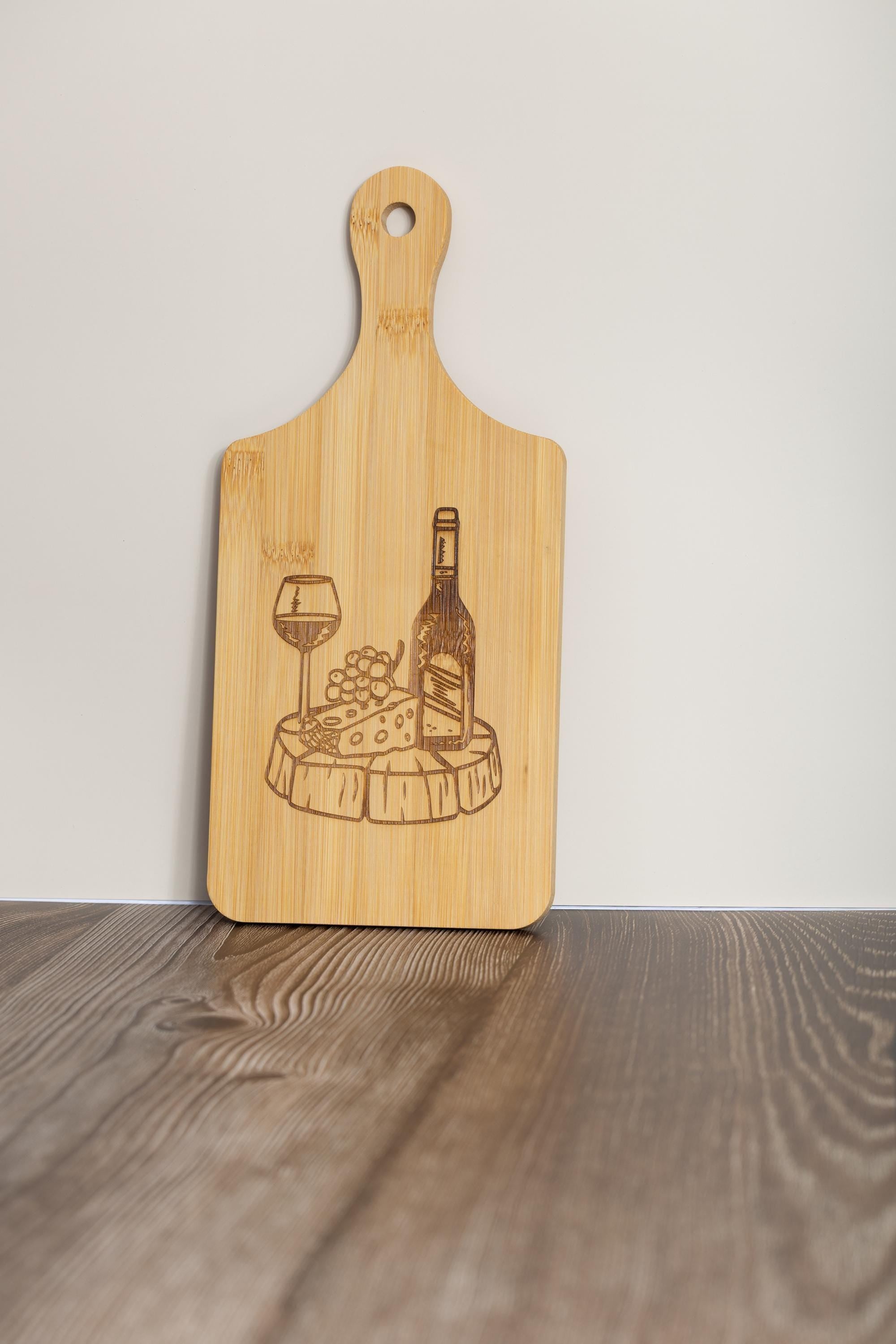Wine and cheese laser engraved bamboo cutting board 5x11 | charcuterie board | wine lover kitchen gift