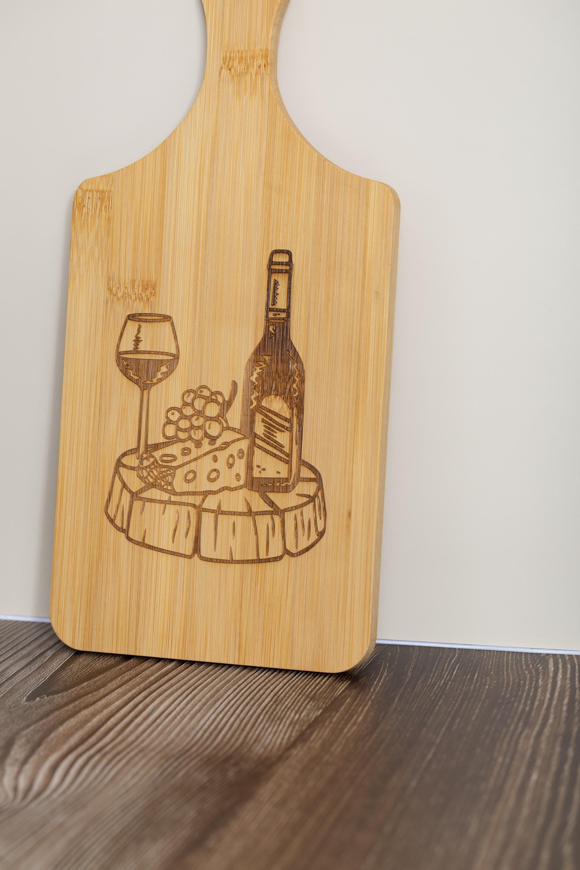 Wine and cheese laser engraved bamboo cutting board 5x11 | charcuterie board | wine lover kitchen gift