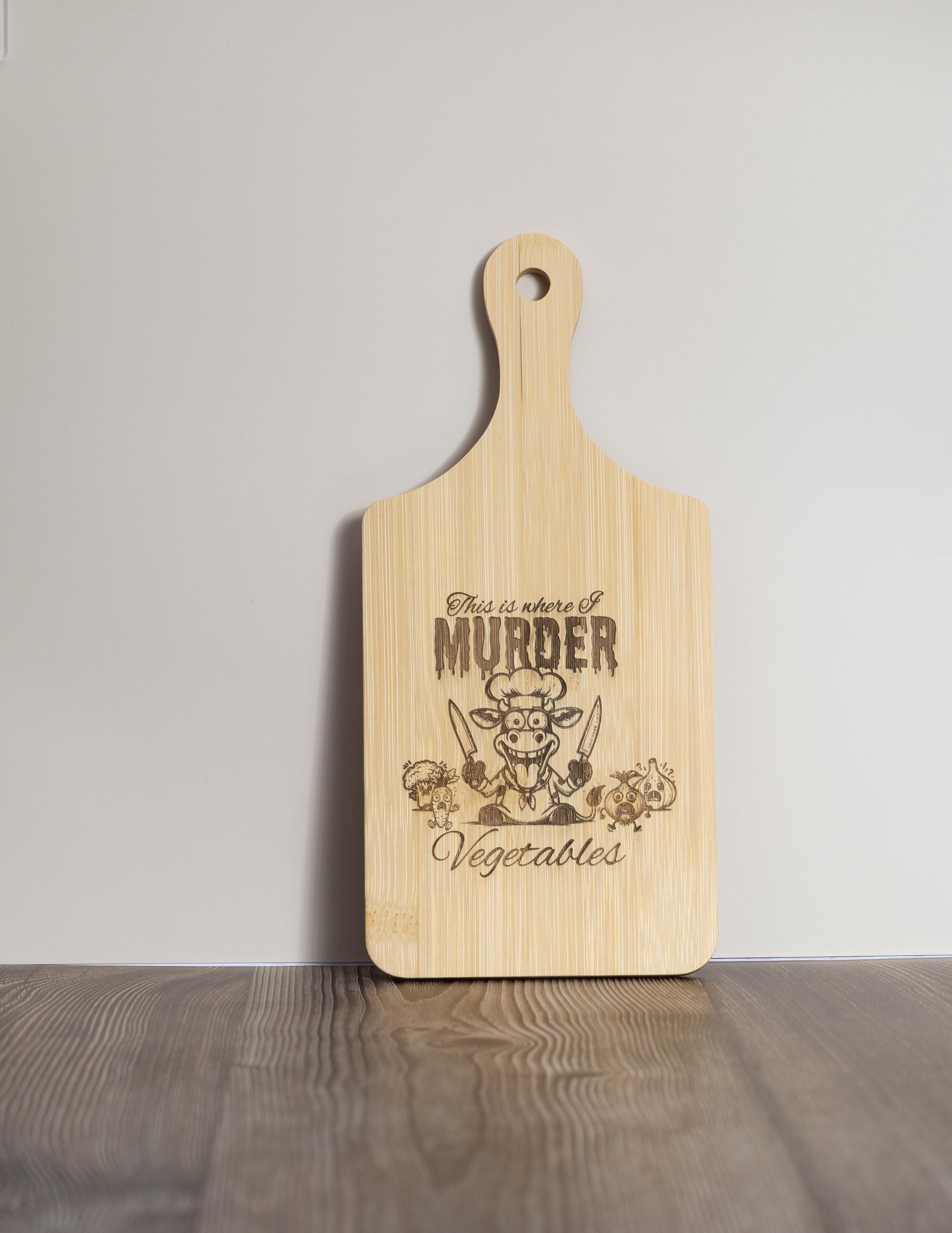 This is where i murder vegetables bamboo cutting board | 5"x11" laser engraved