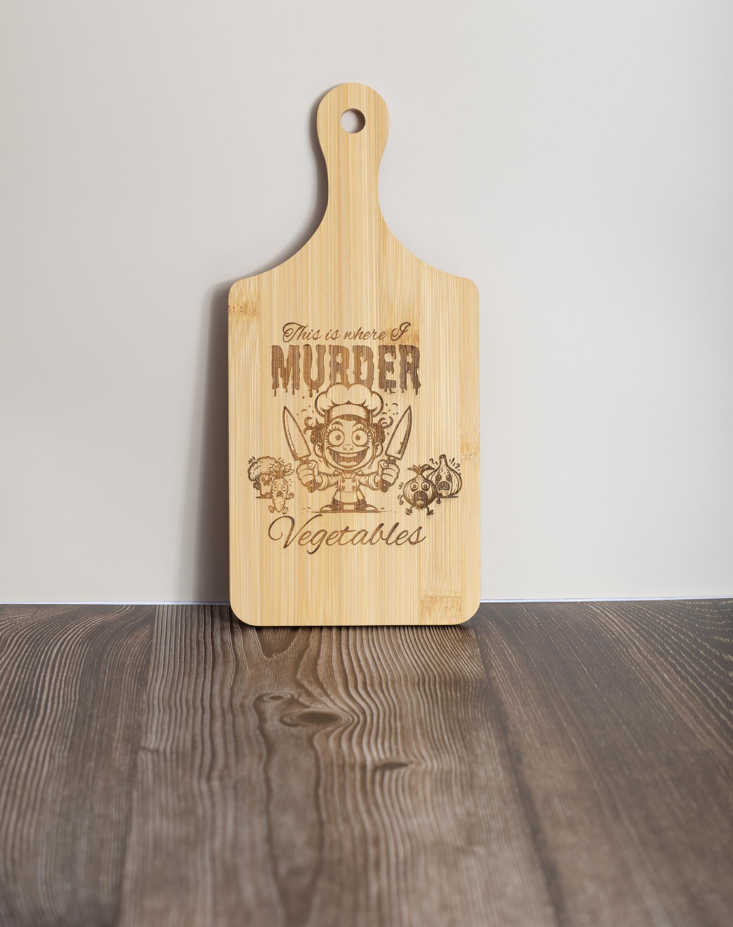 This is where i murder vegetables bamboo cutting board | 5"x11" laser engraved funny kitchen board & gift