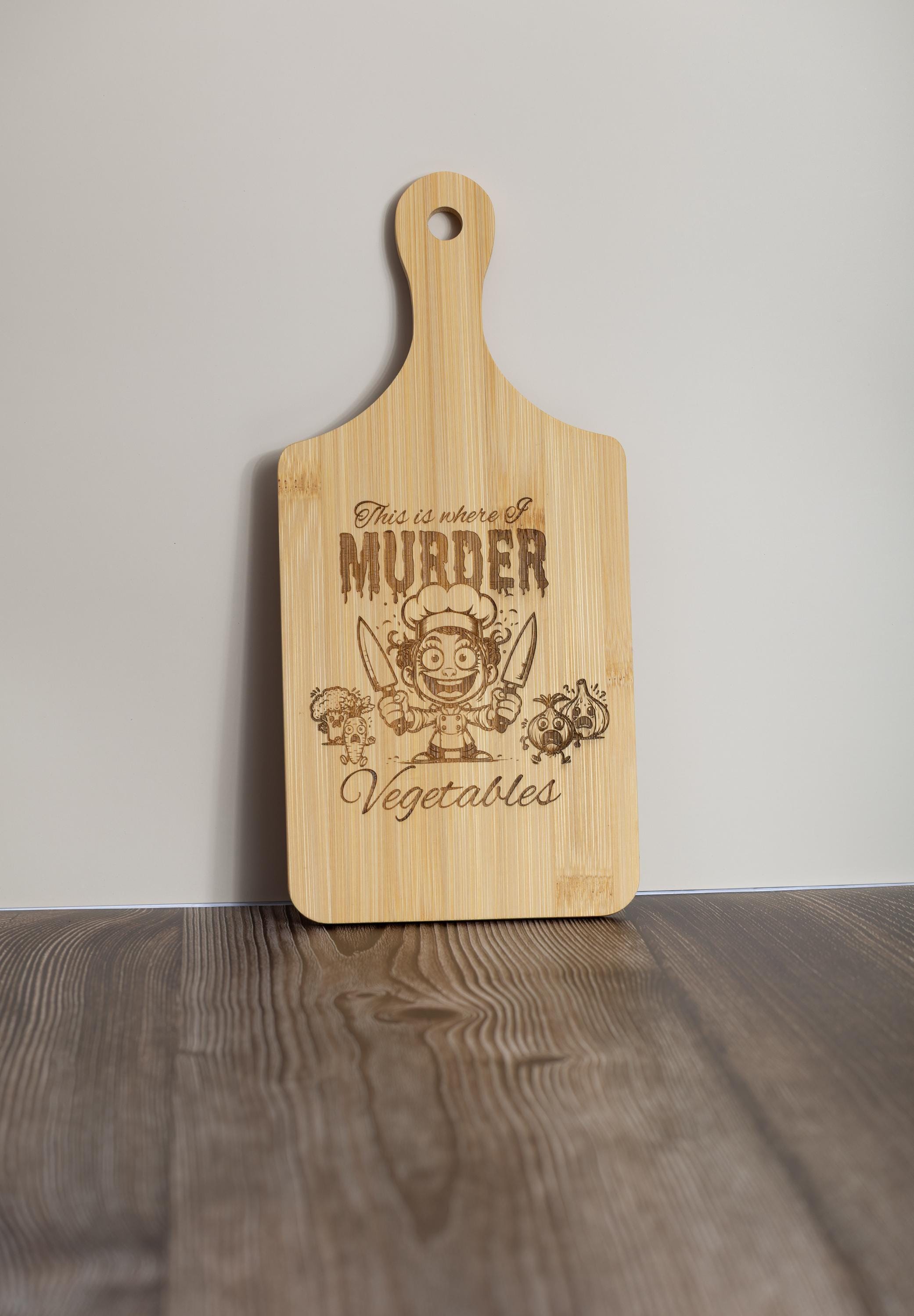This is where i murder vegetables bamboo cutting board | 5"x11" laser engraved funny kitchen board & gift
