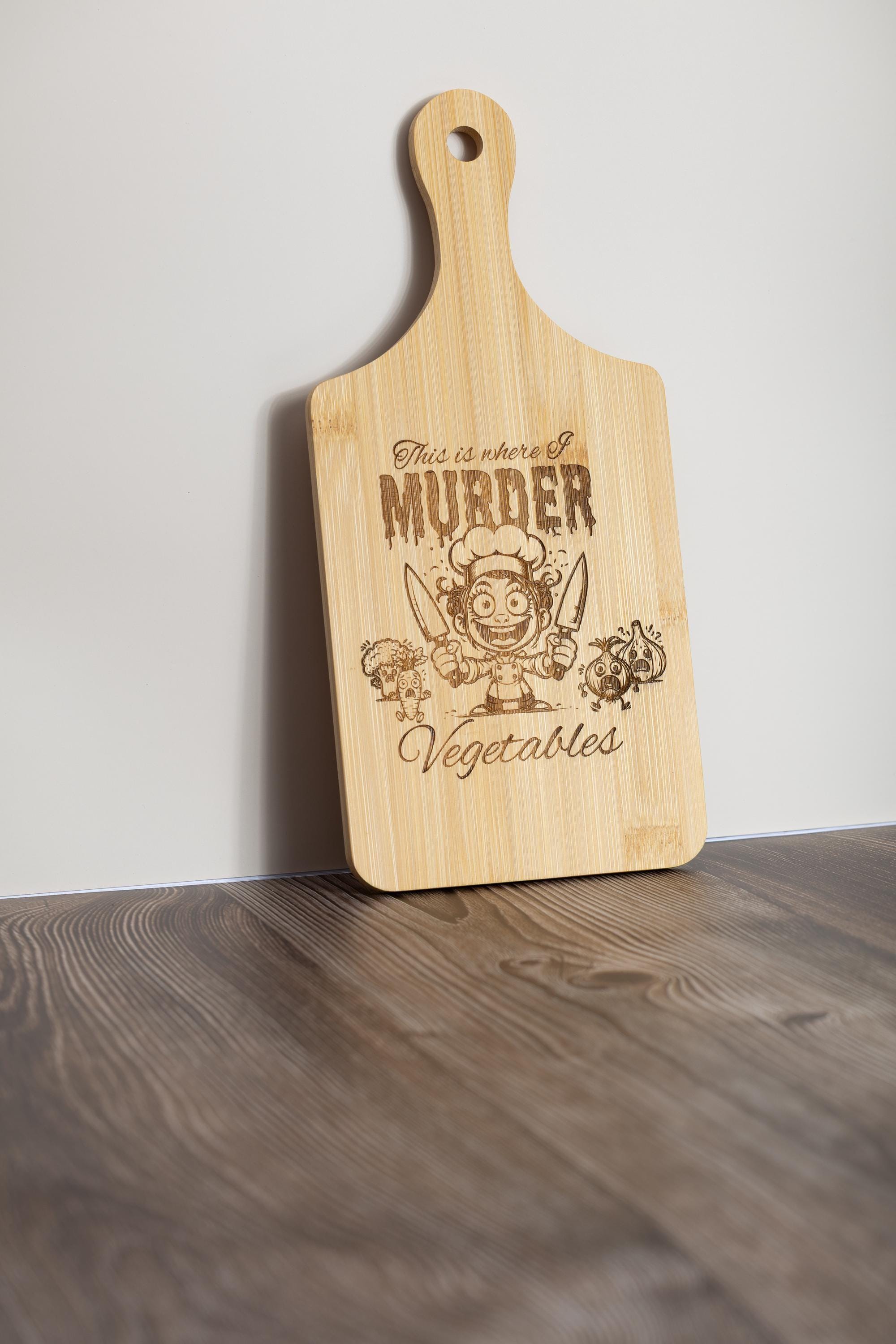 This is where i murder vegetables bamboo cutting board | 5"x11" laser engraved funny kitchen board & gift