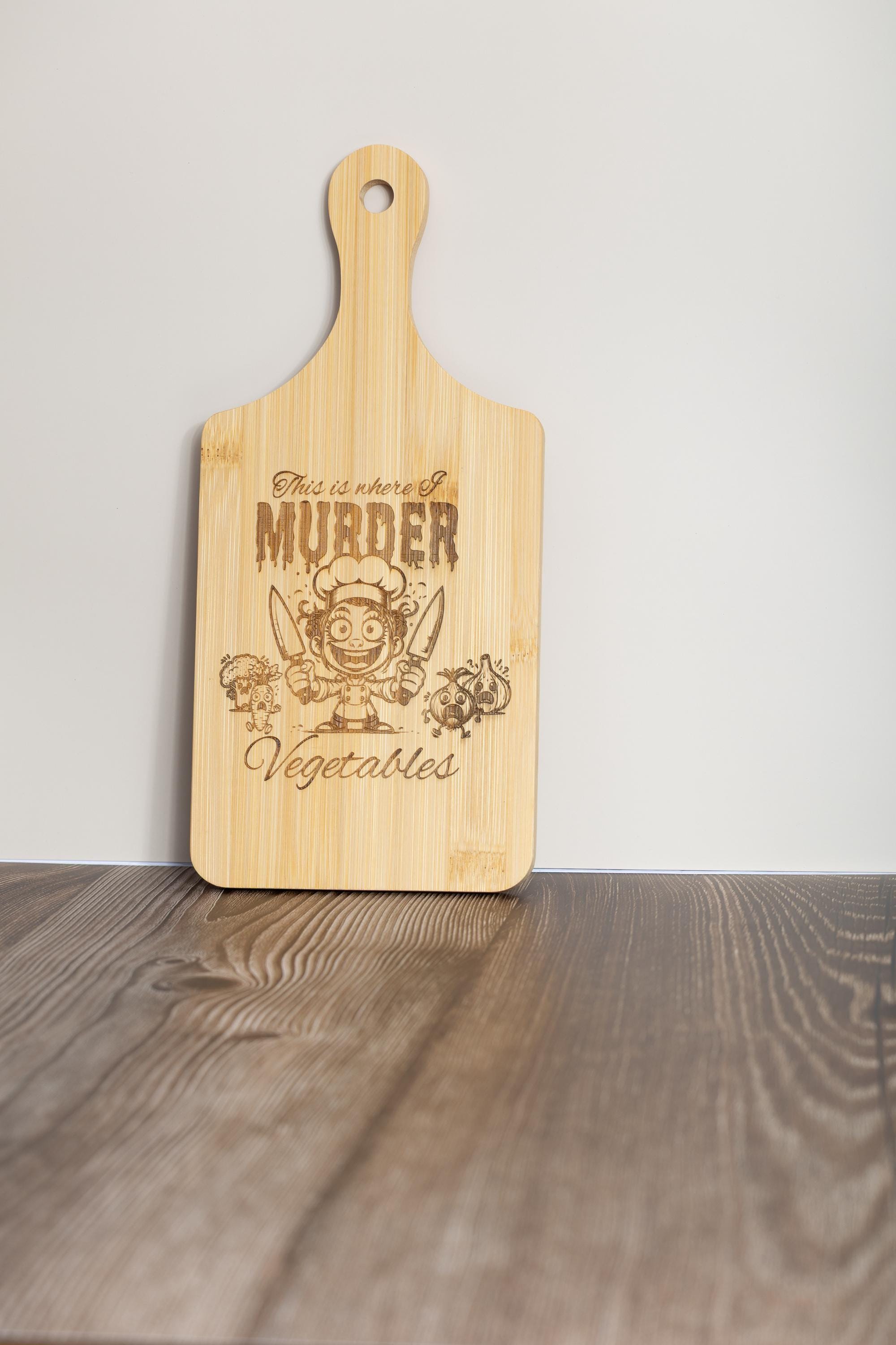 This is where i murder vegetables bamboo cutting board | 5"x11" laser engraved funny kitchen board & gift