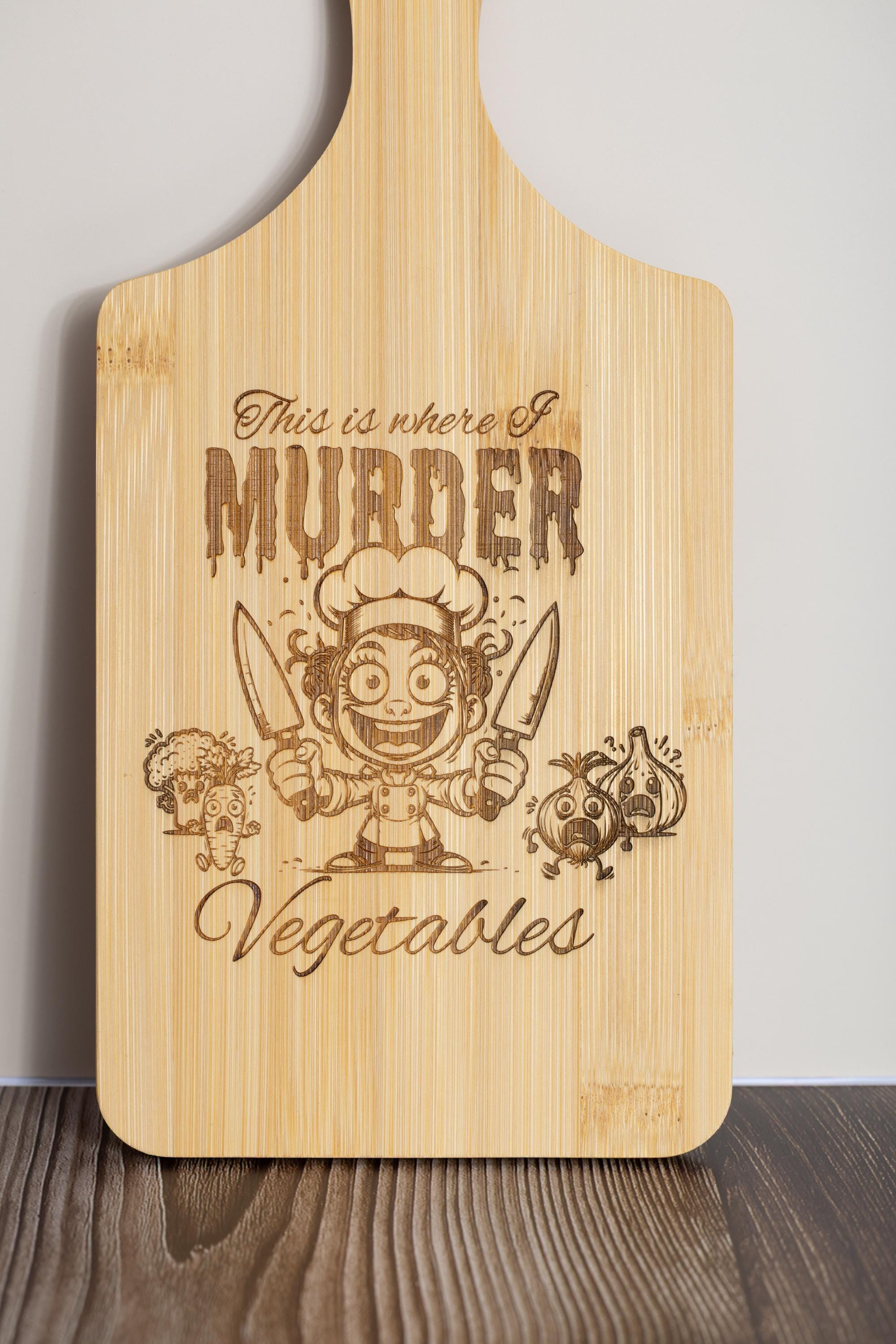 This is where i murder vegetables bamboo cutting board | 5"x11" laser engraved funny kitchen board & gift