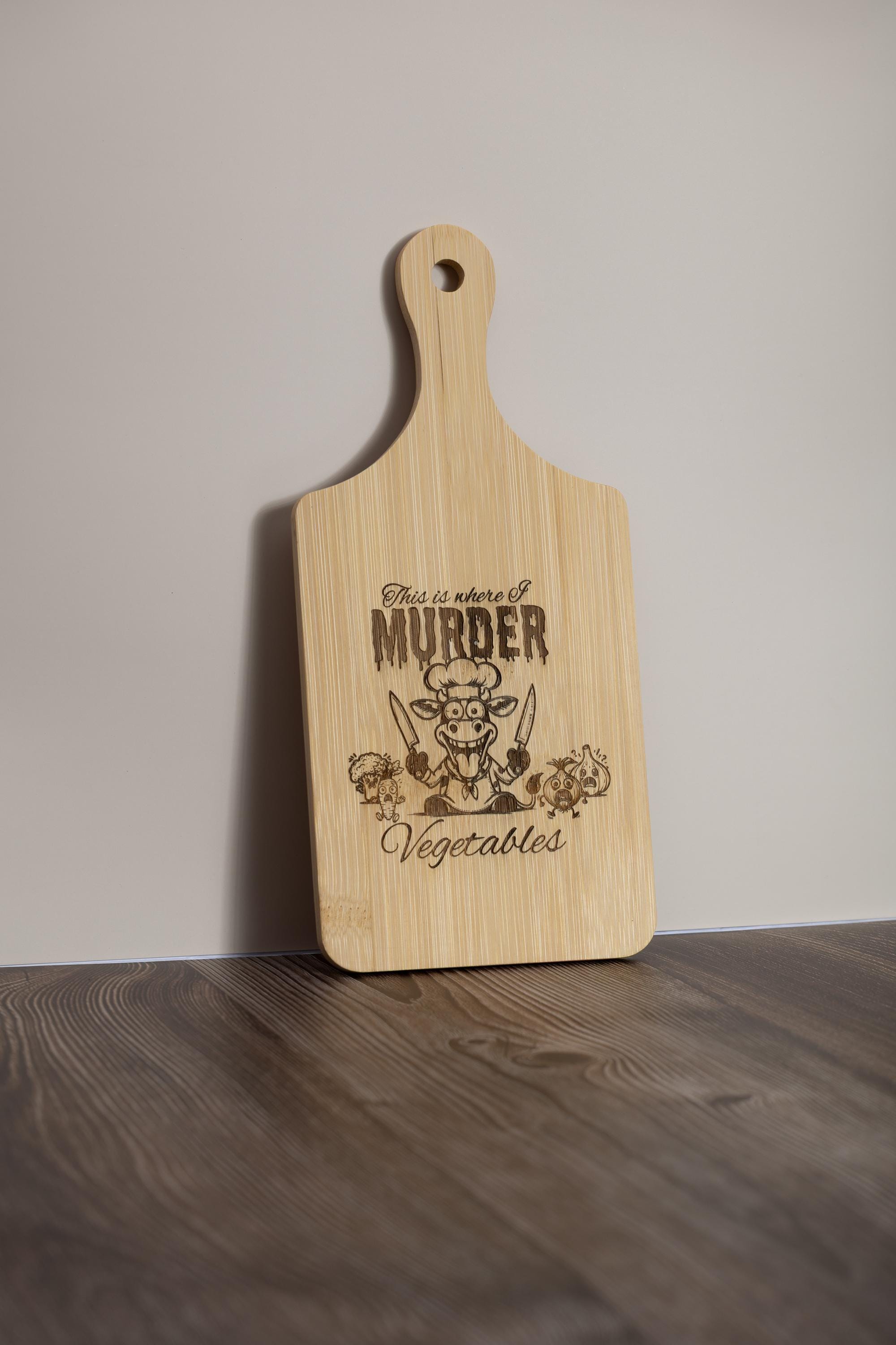 This is where i murder vegetables bamboo cutting board | 5"x11" laser engraved
