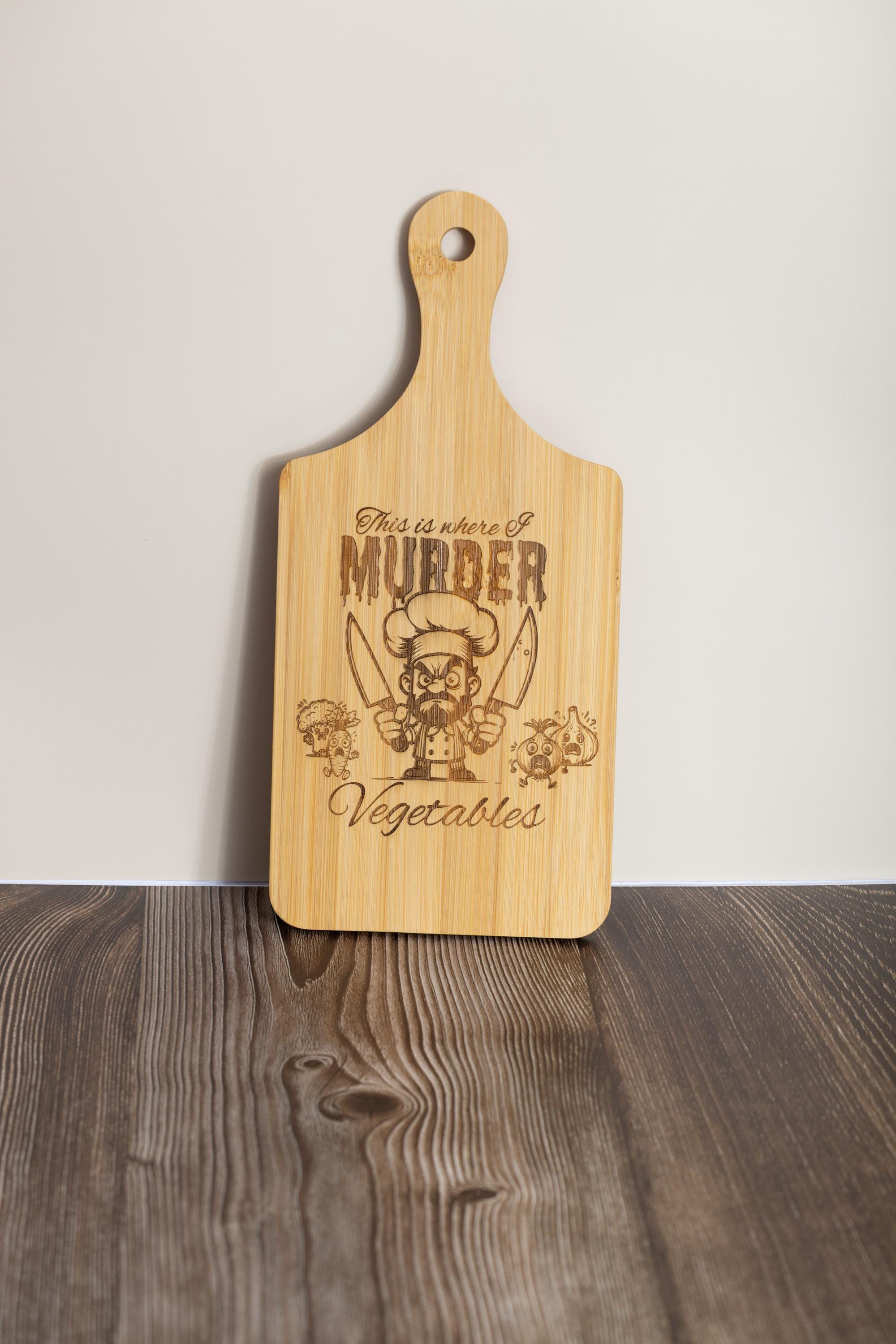 This is where i murder vegetables bamboo cutting board | 5"x11" laser engraved funny kitchen board & gift