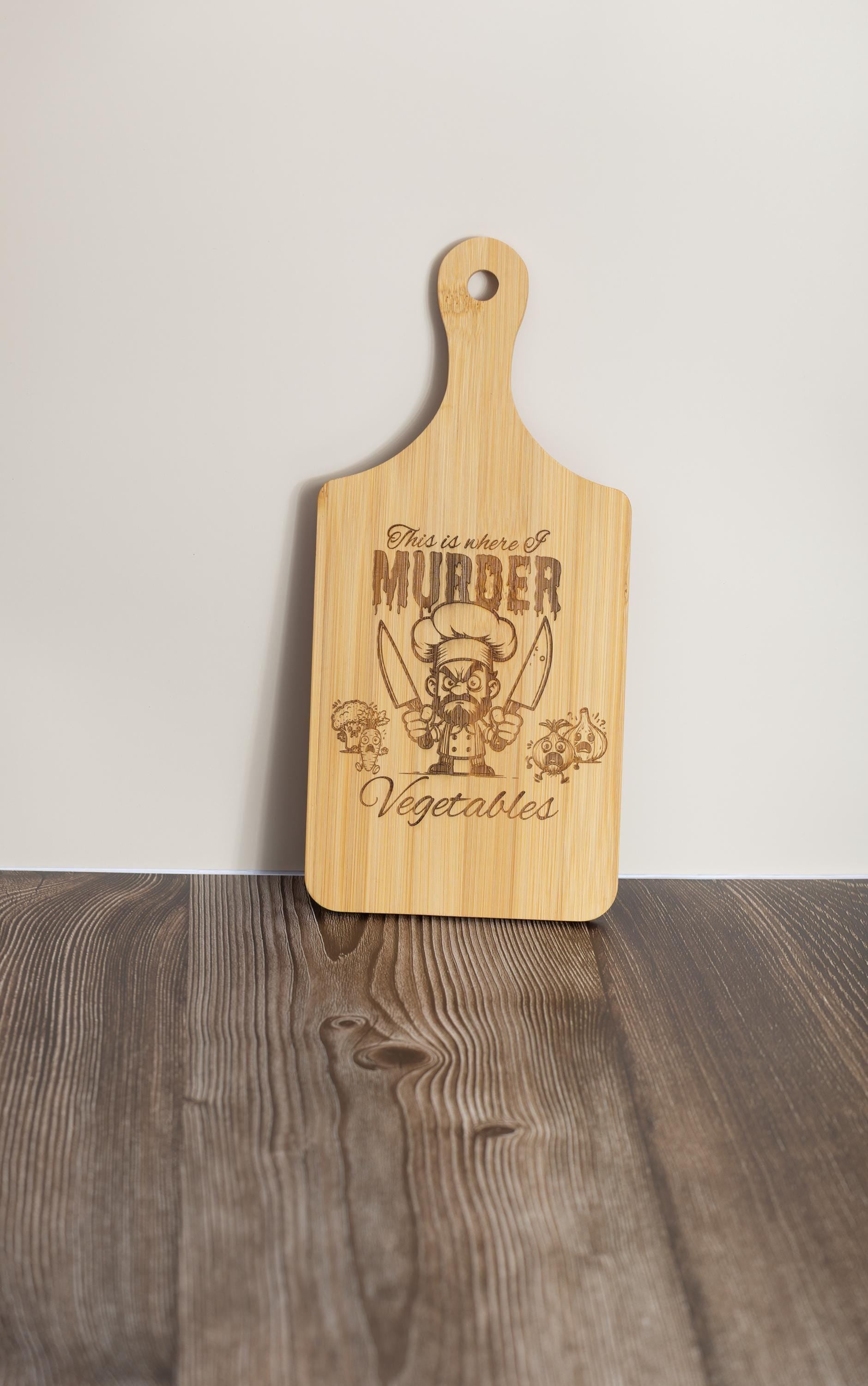 This is where i murder vegetables bamboo cutting board | 5"x11" laser engraved funny kitchen board & gift