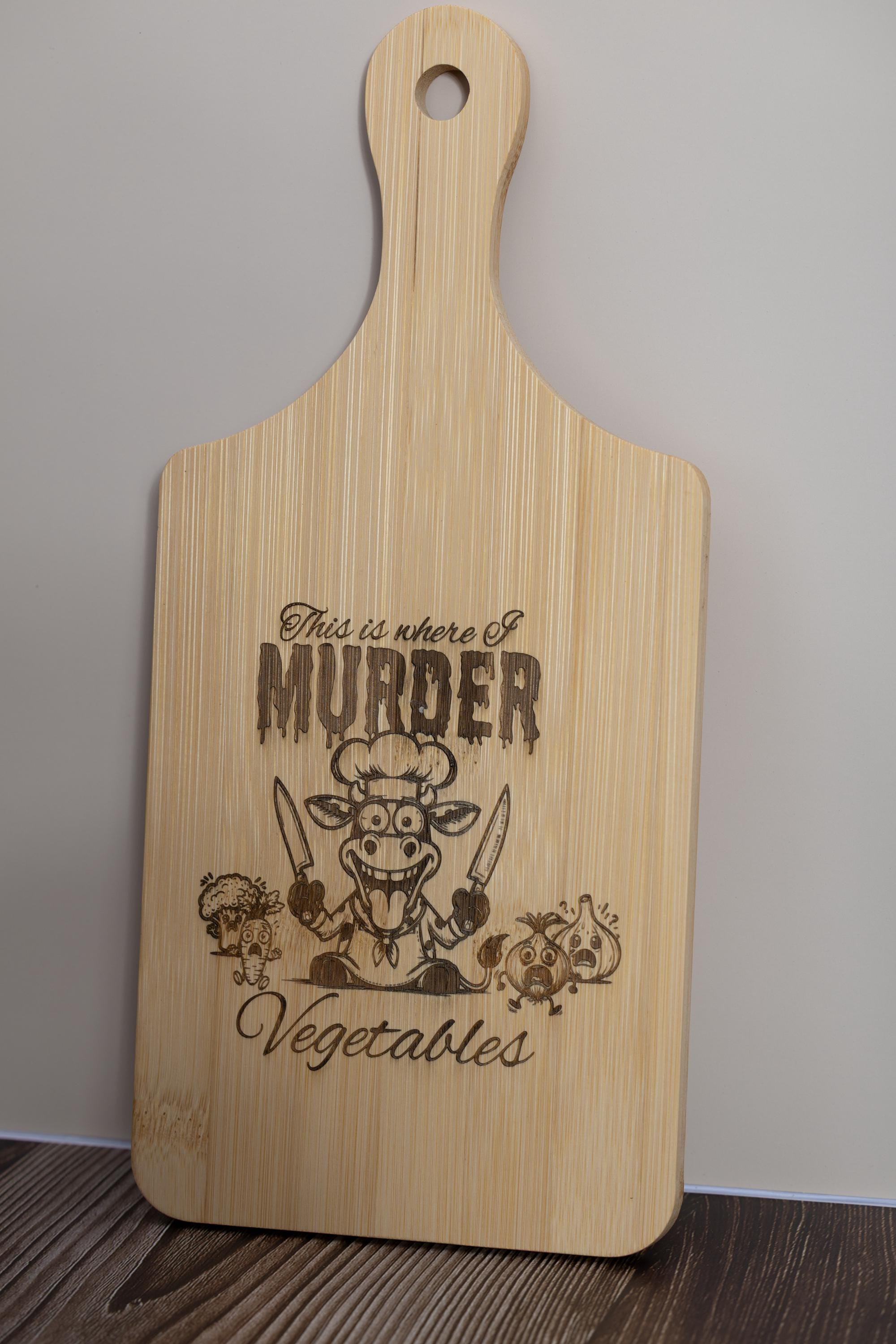 This is where i murder vegetables bamboo cutting board | 5"x11" laser engraved