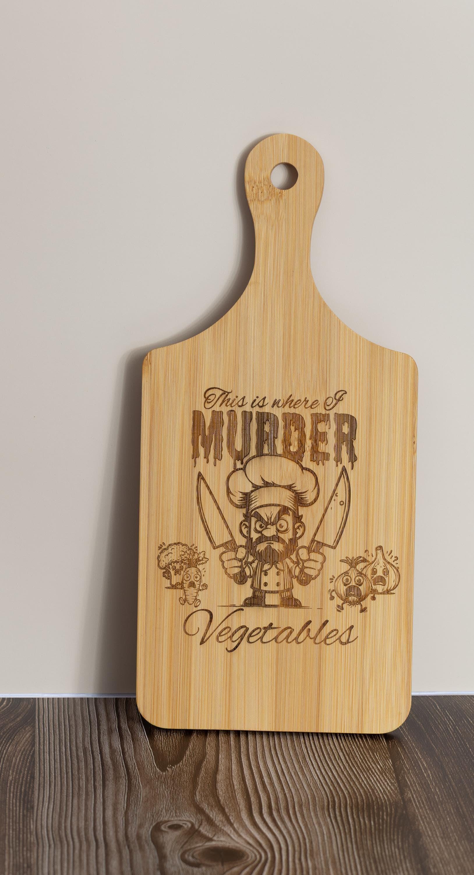 This is where i murder vegetables bamboo cutting board | 5"x11" laser engraved funny kitchen board & gift