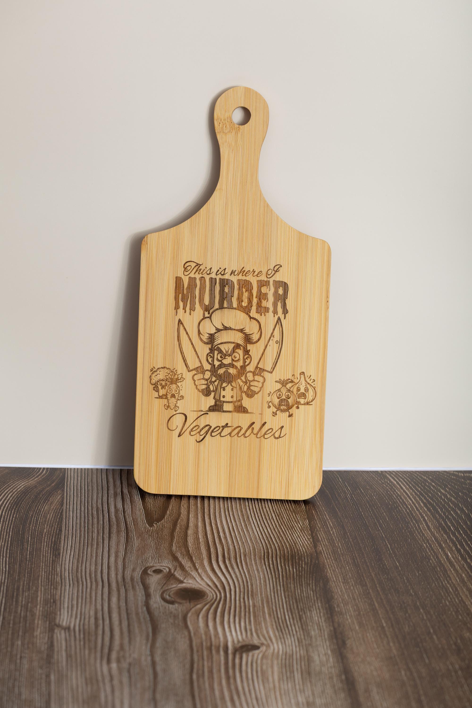 This is where i murder vegetables bamboo cutting board | 5"x11" laser engraved funny kitchen board & gift