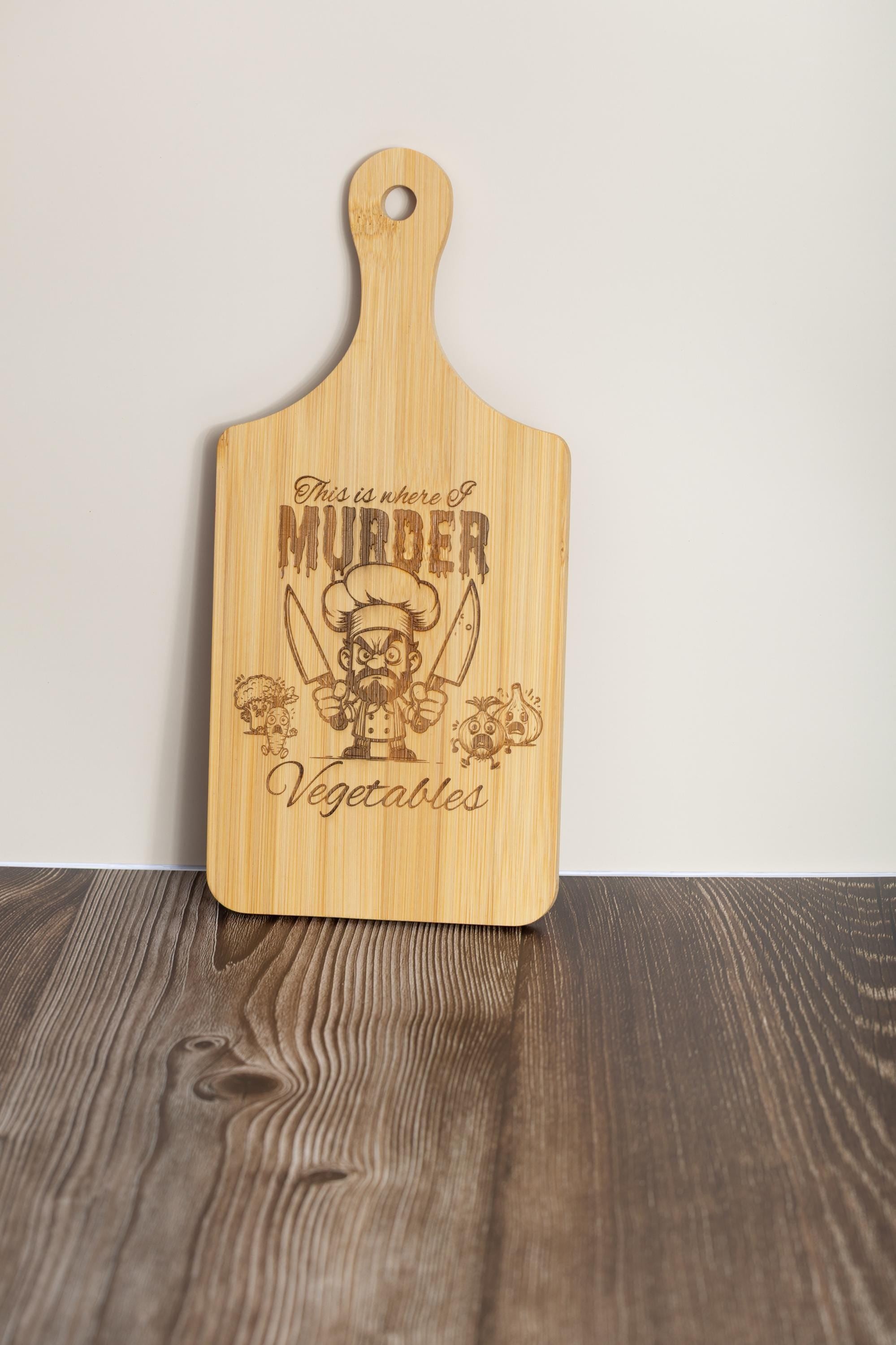This is where i murder vegetables bamboo cutting board | 5"x11" laser engraved funny kitchen board & gift