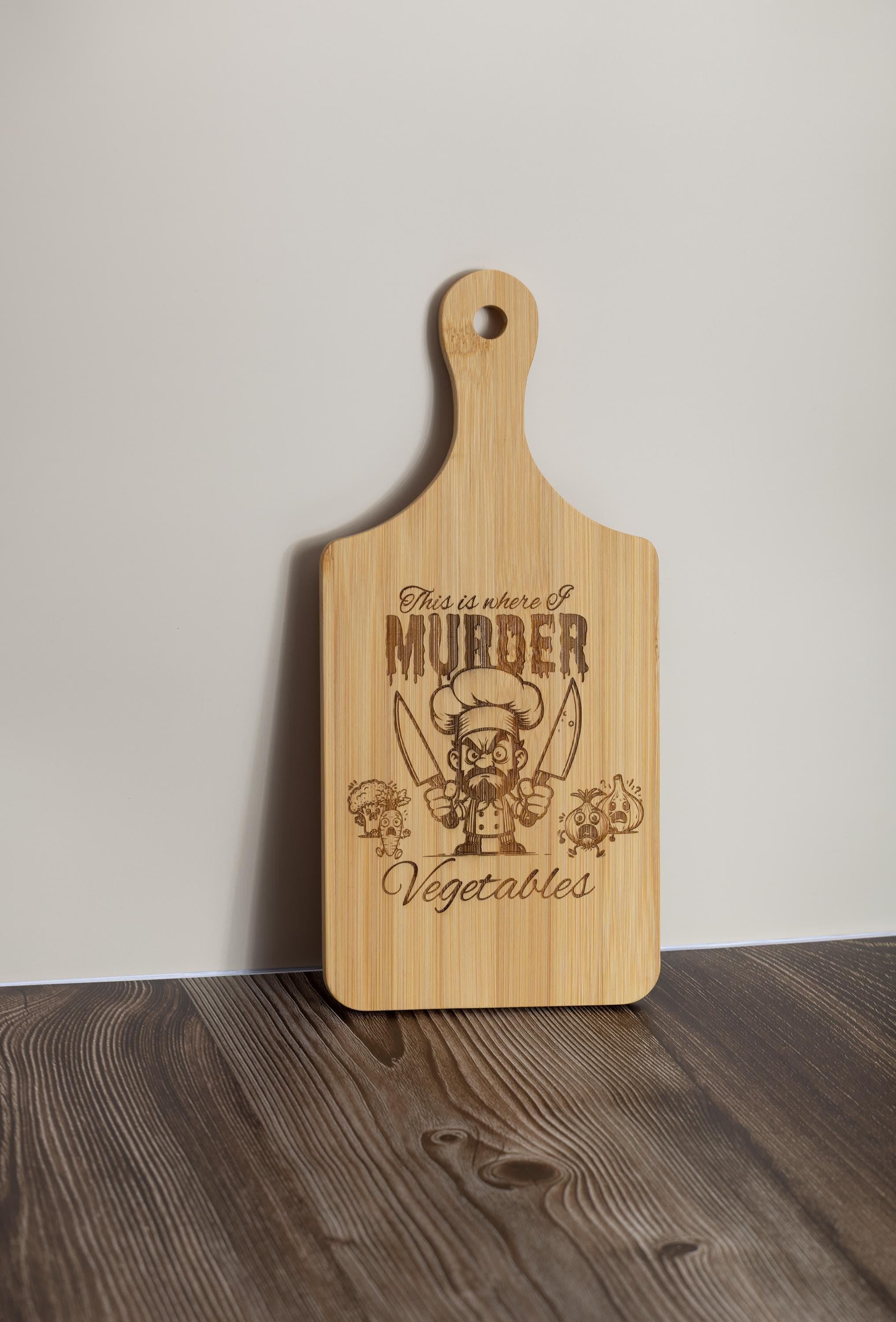 This is where i murder vegetables bamboo cutting board | 5"x11" laser engraved funny kitchen board & gift