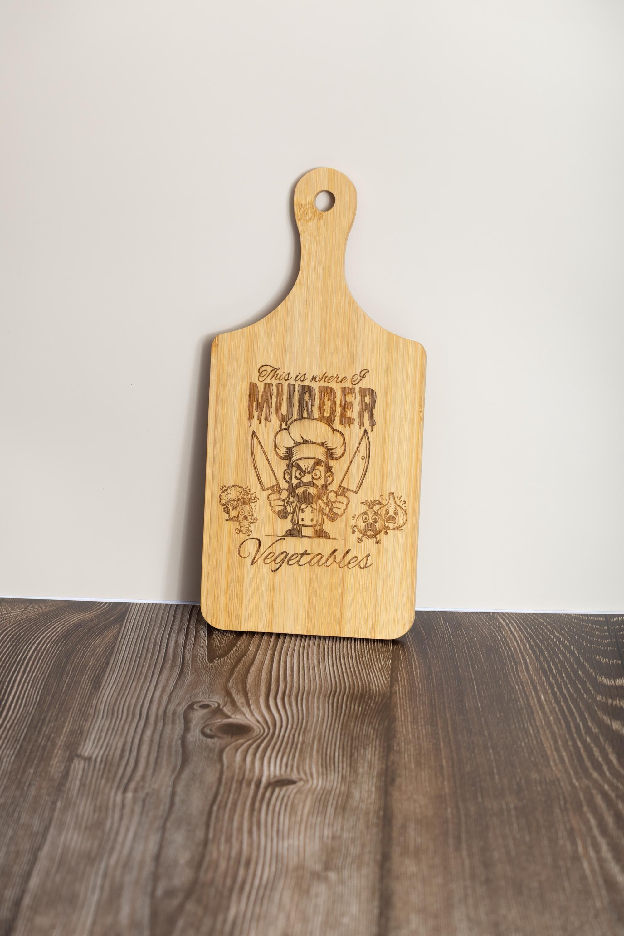 This is where i murder vegetables bamboo cutting board | 5"x11" laser engraved funny kitchen board & gift