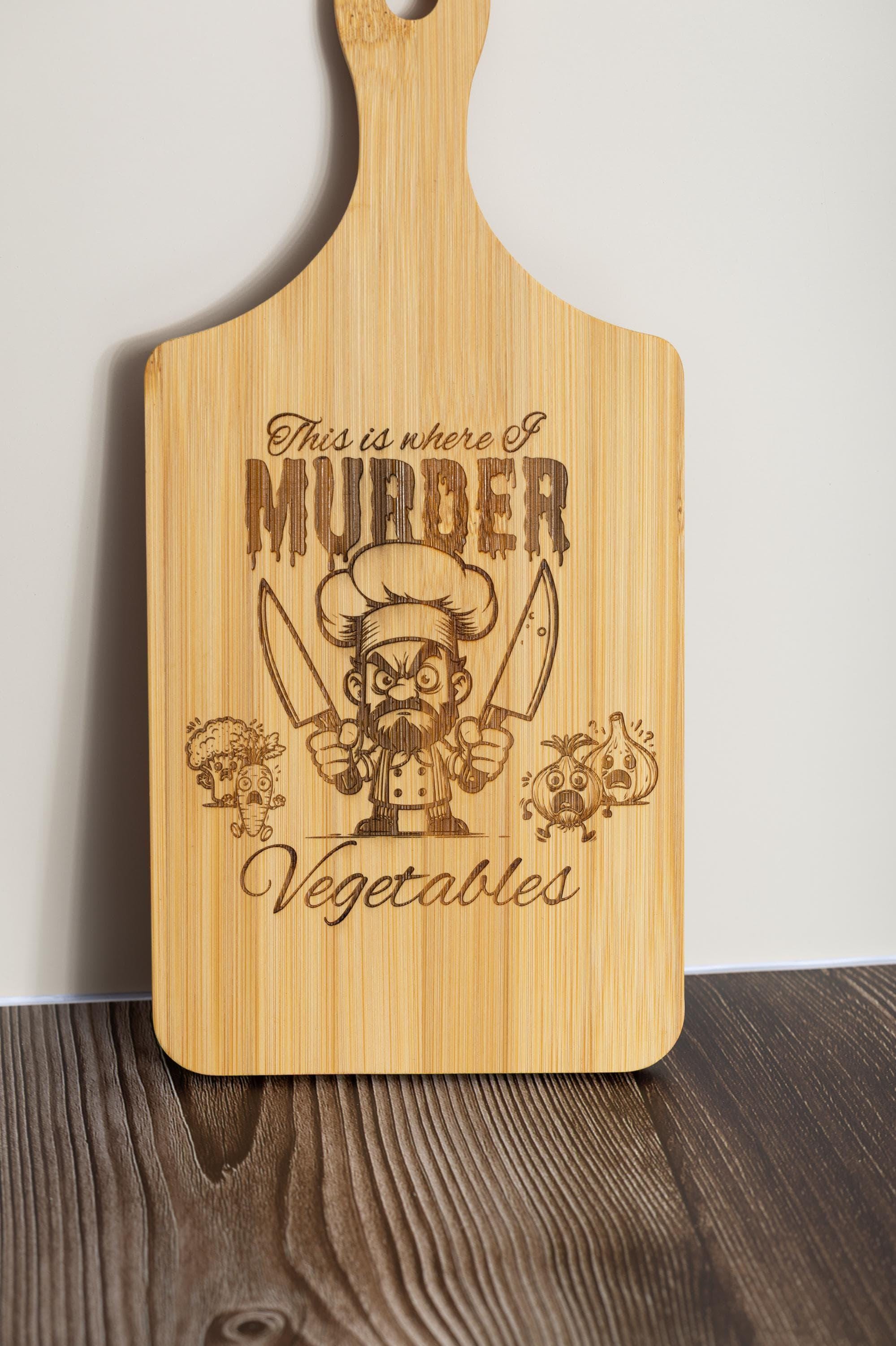 This is where i murder vegetables bamboo cutting board | 5"x11" laser engraved funny kitchen board & gift