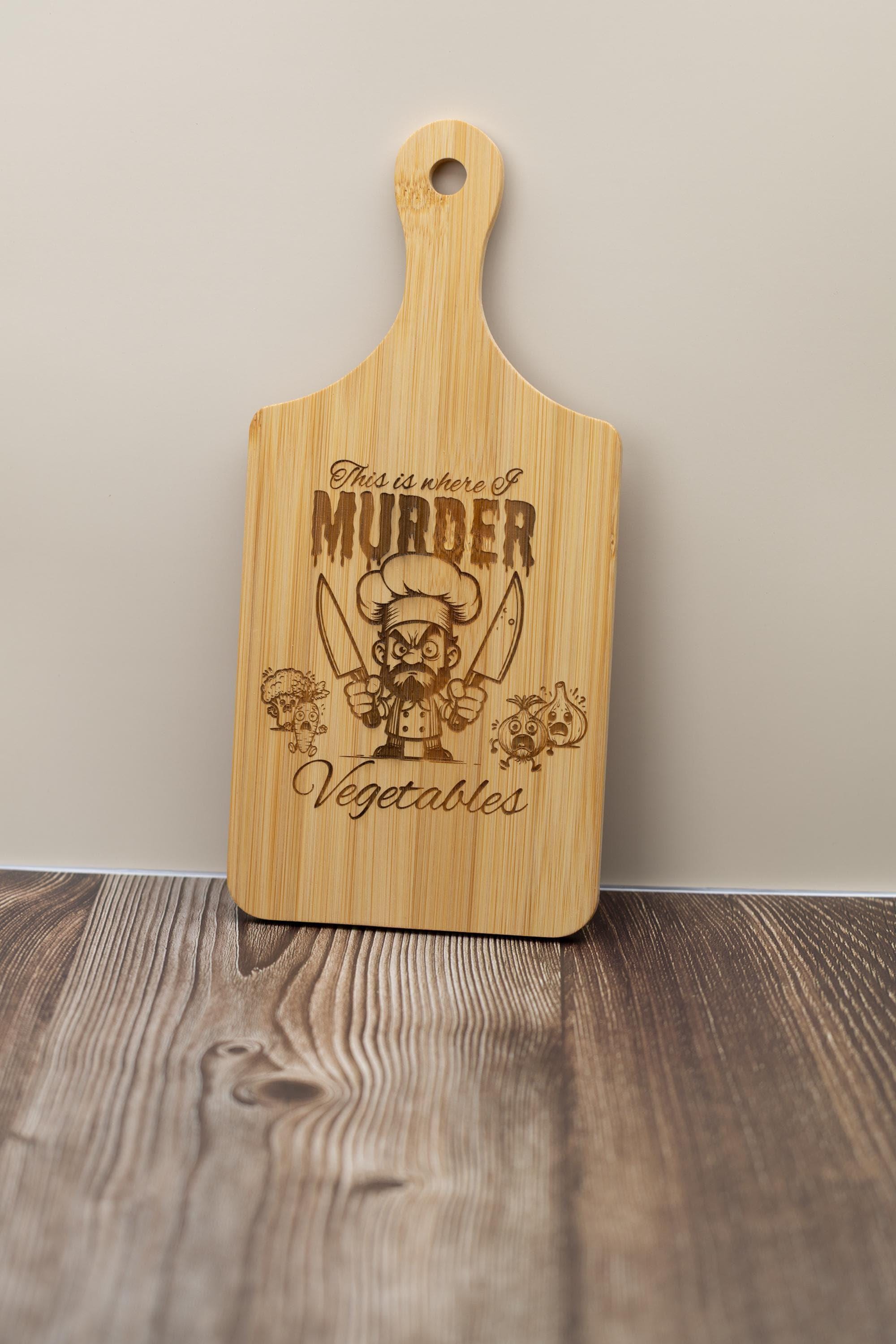 This is where i murder vegetables bamboo cutting board | 5"x11" laser engraved funny kitchen board & gift