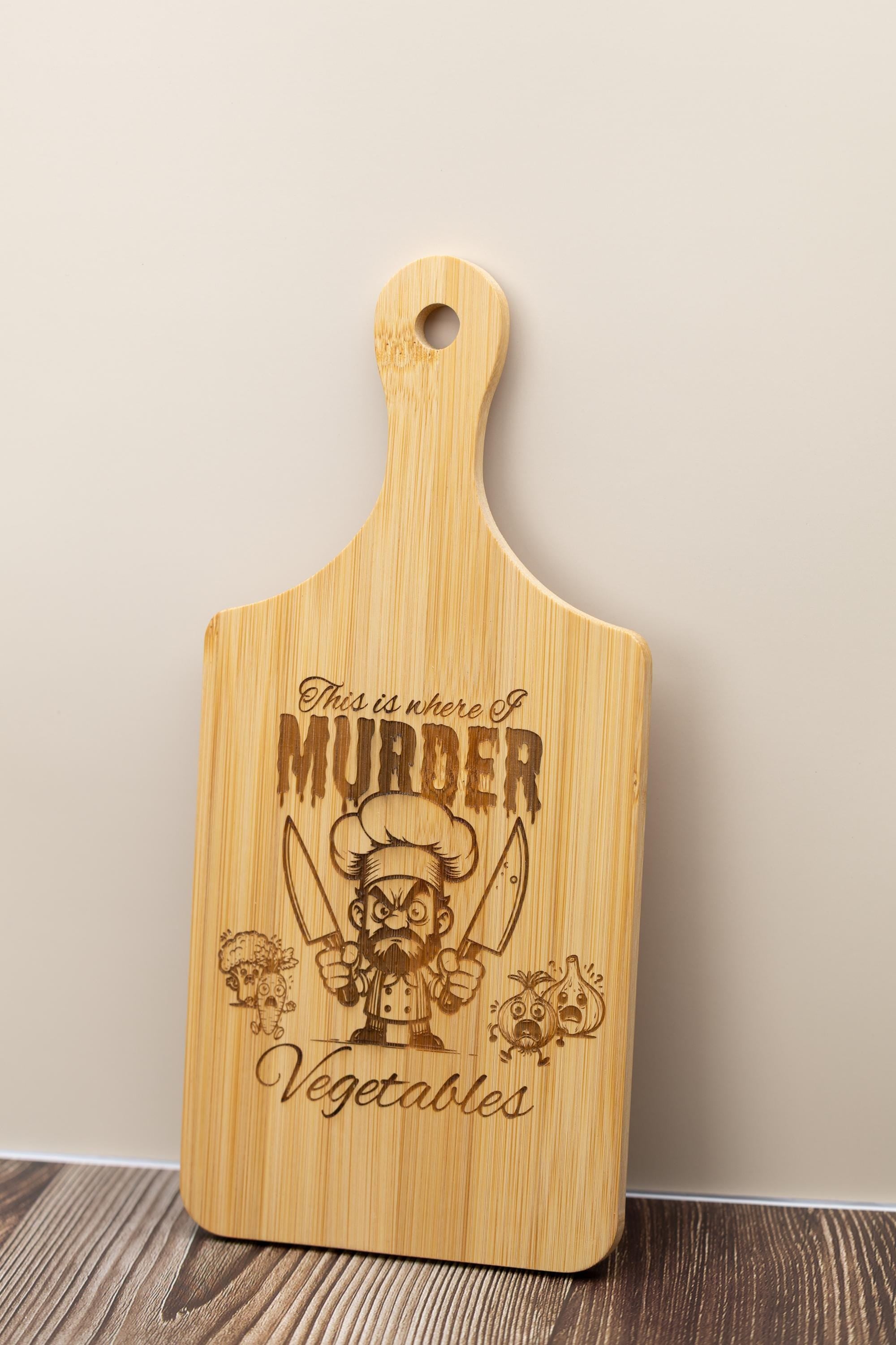 This is where i murder vegetables bamboo cutting board | 5"x11" laser engraved funny kitchen board & gift
