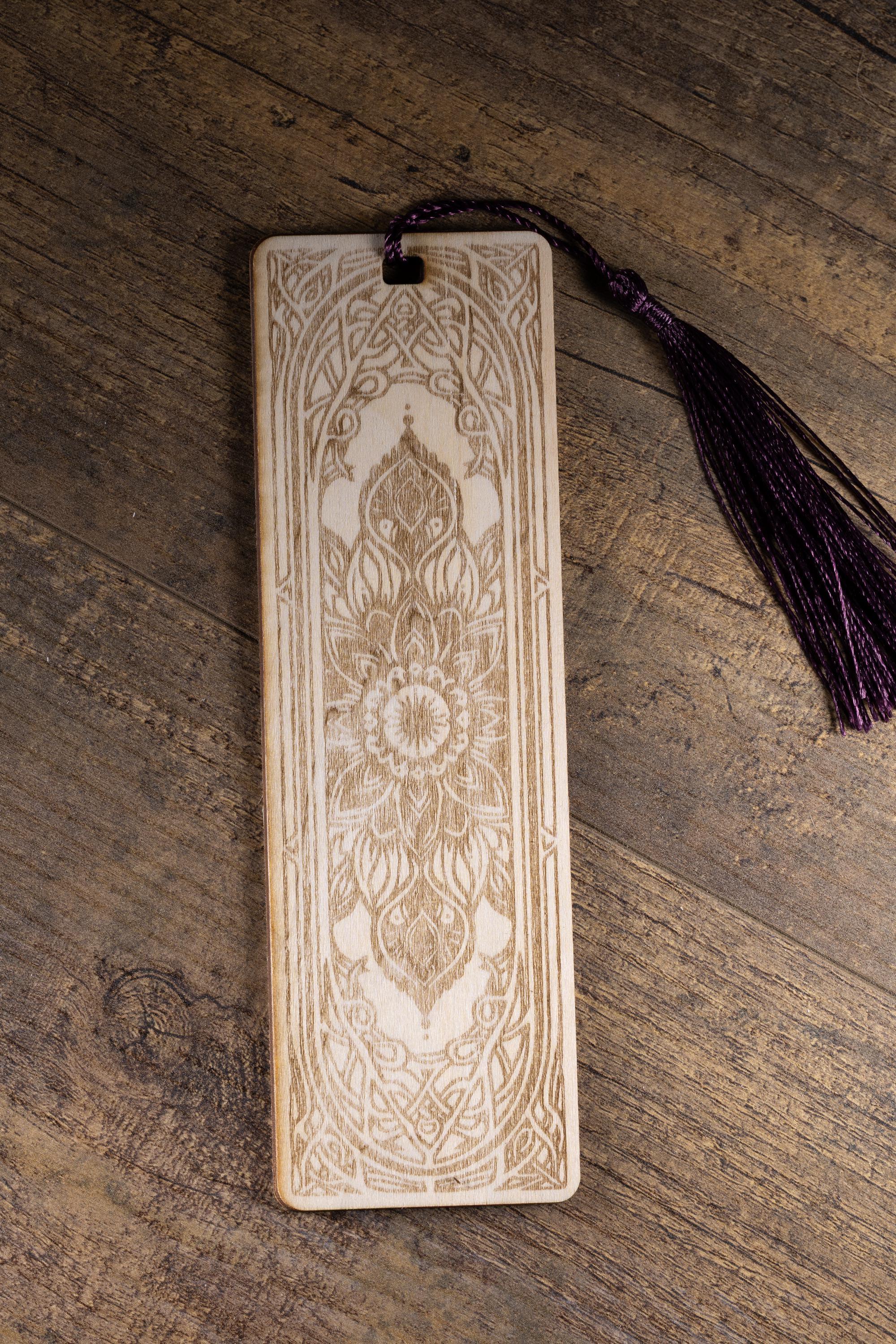 Laser engraved mandala wood bookmark - boho reader gift