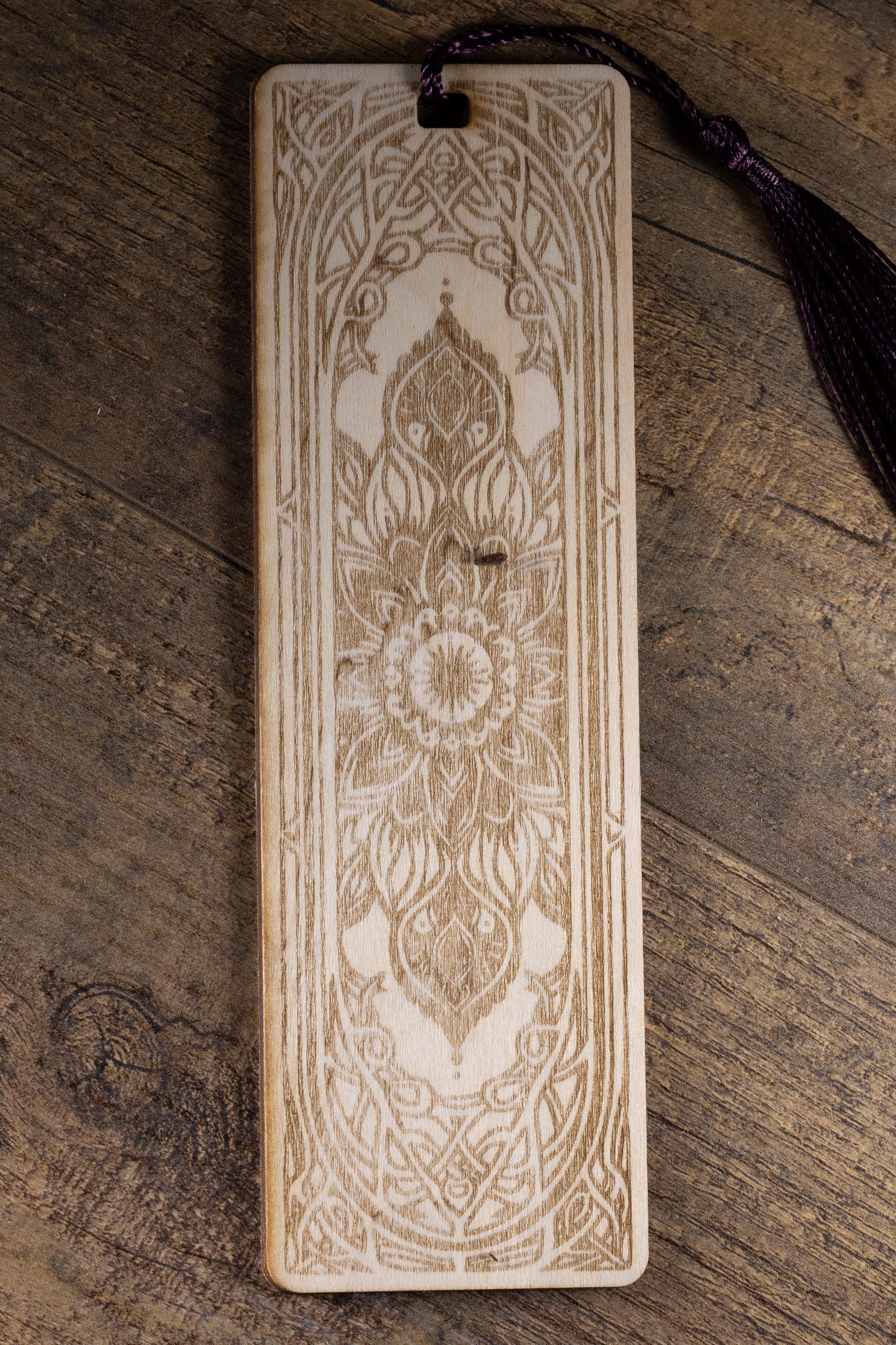 Laser engraved mandala wood bookmark - boho reader gift