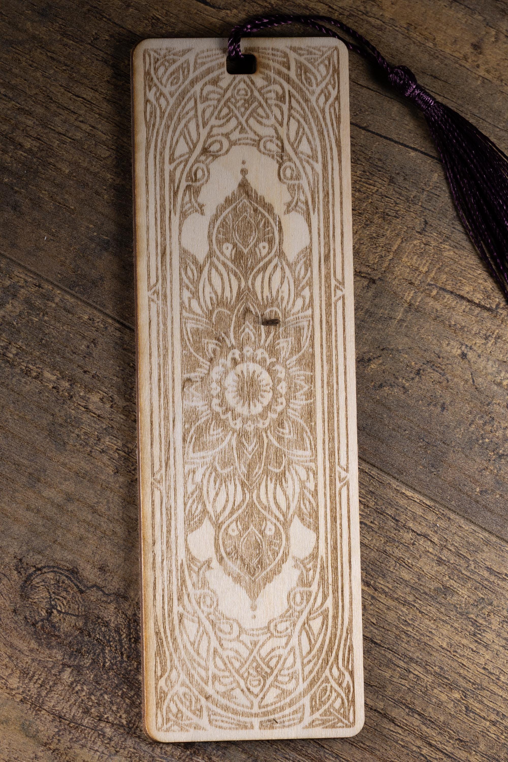 Laser engraved mandala wood bookmark - boho reader gift