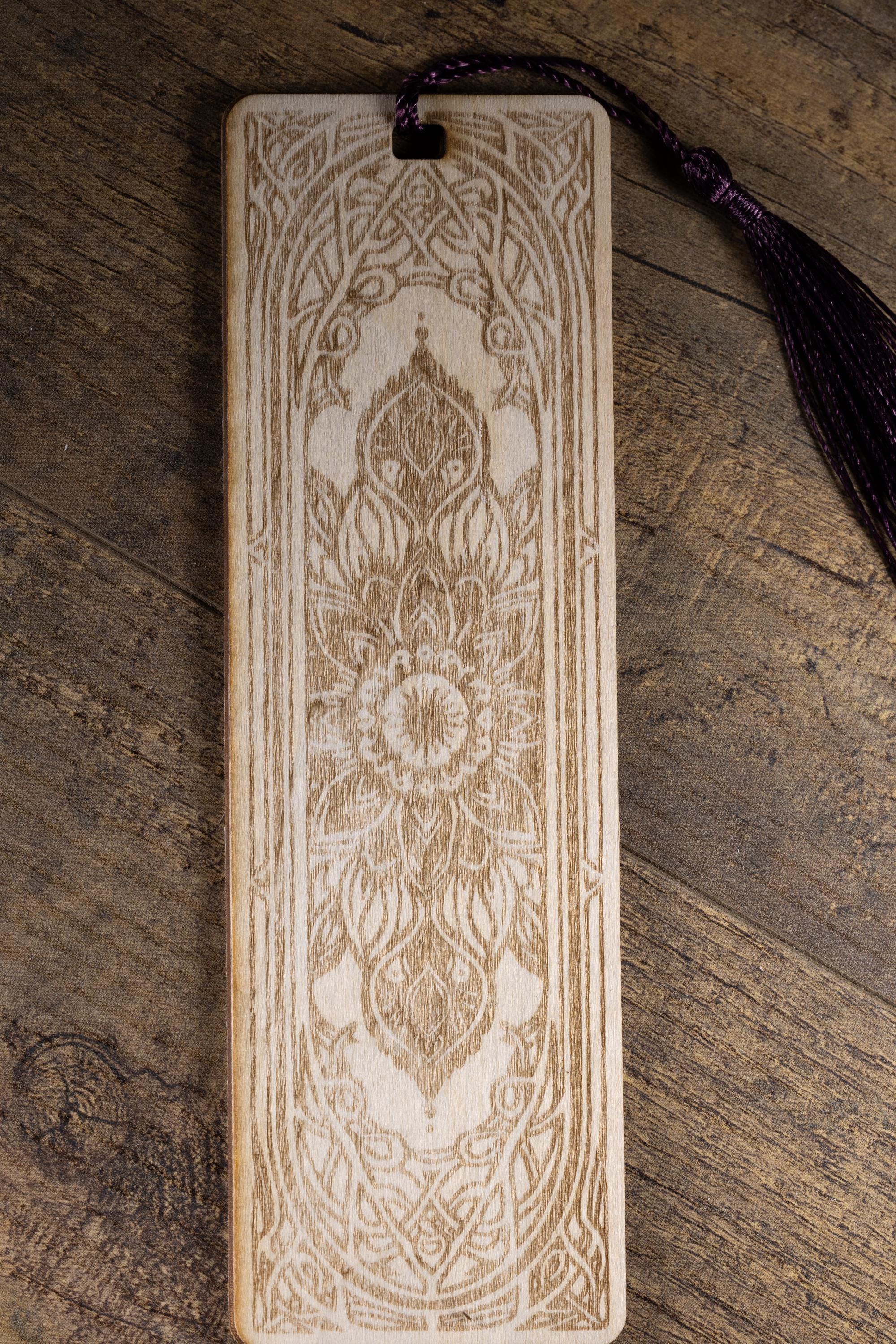 Laser engraved mandala wood bookmark - boho reader gift