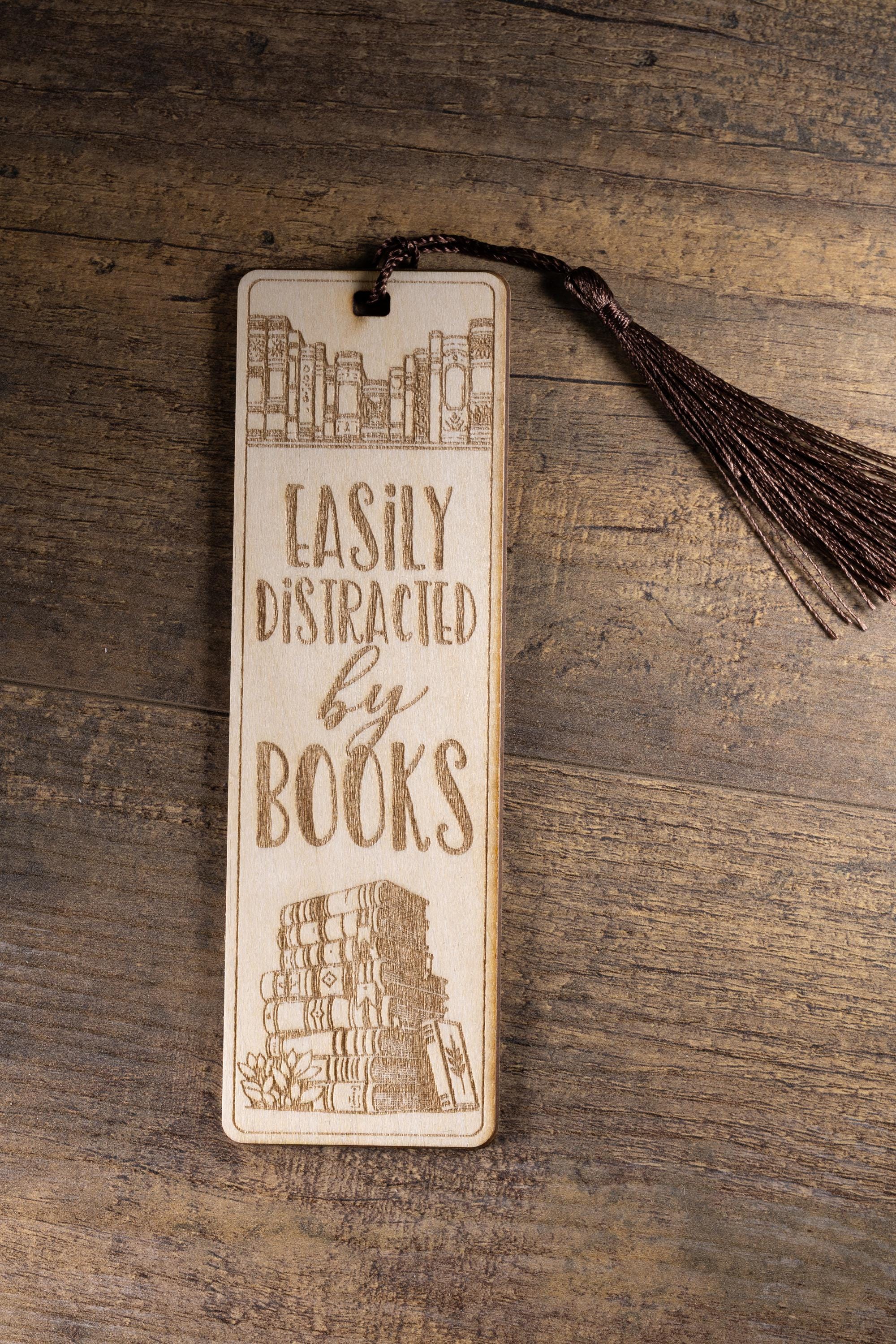Laser engraved wood bookmark: funny reader gift