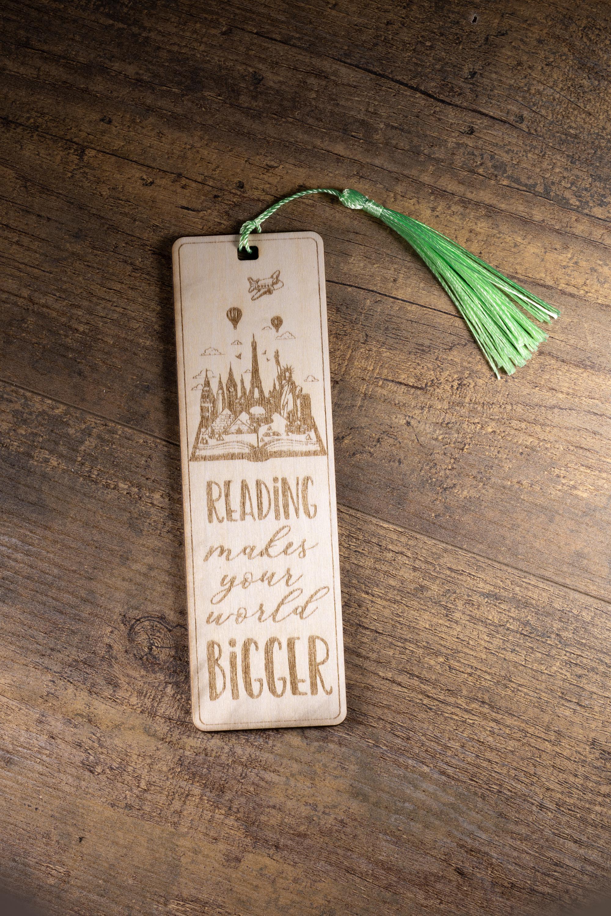 Laser engraved wood bookmark: inspirational reader gift