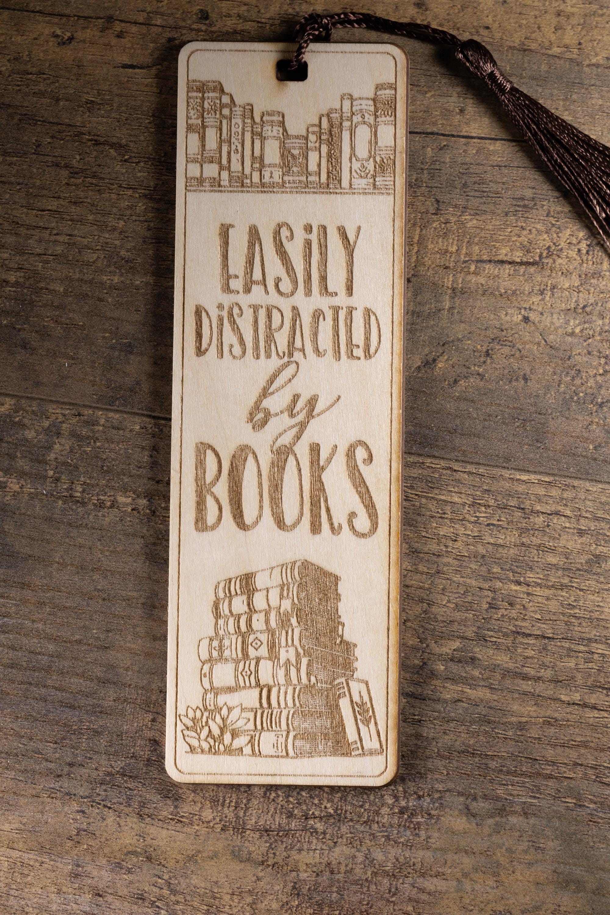Laser engraved wood bookmark: funny reader gift