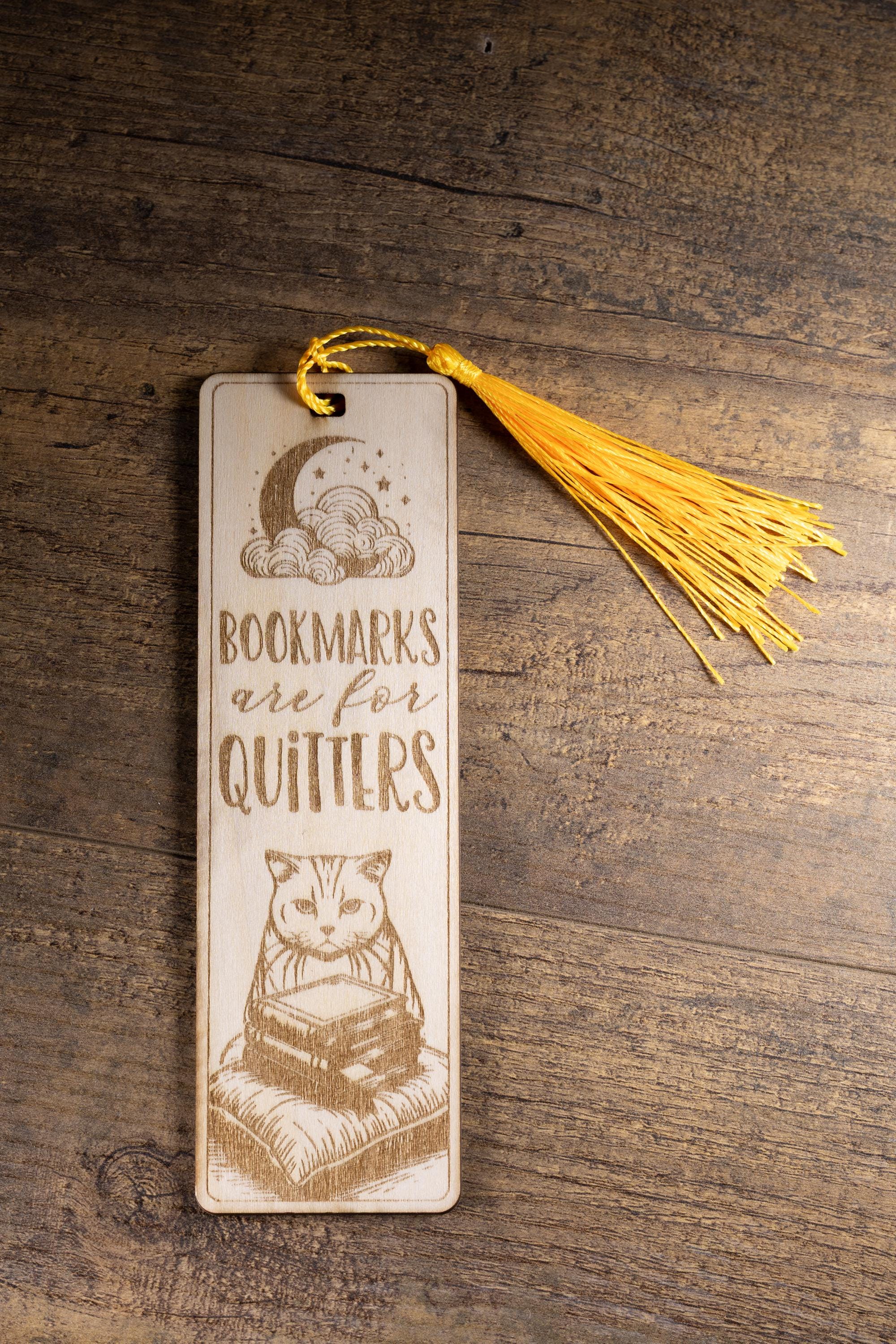 Laser engraved wood bookmark: funny reader gift