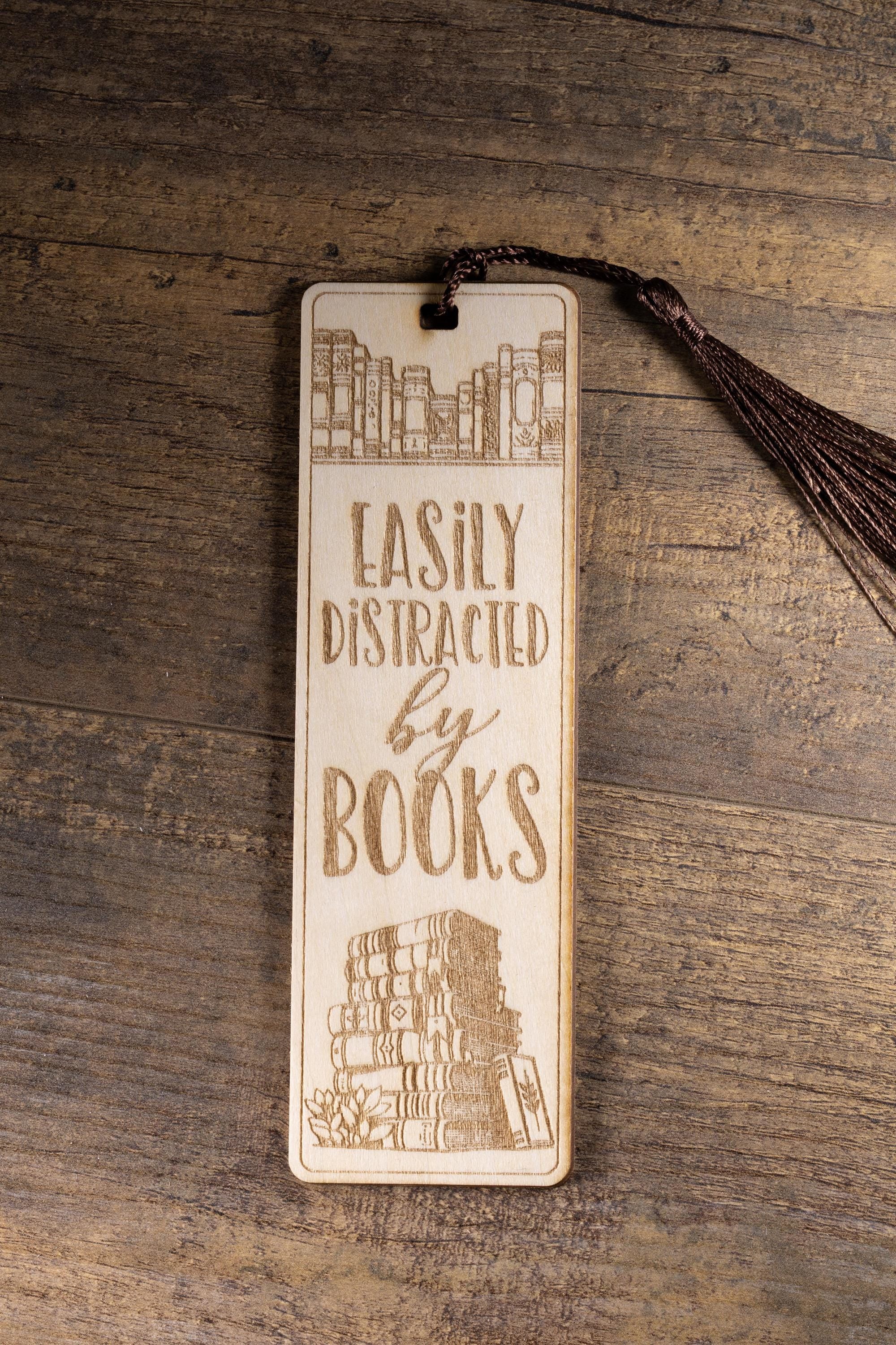 Laser engraved wood bookmark: funny reader gift