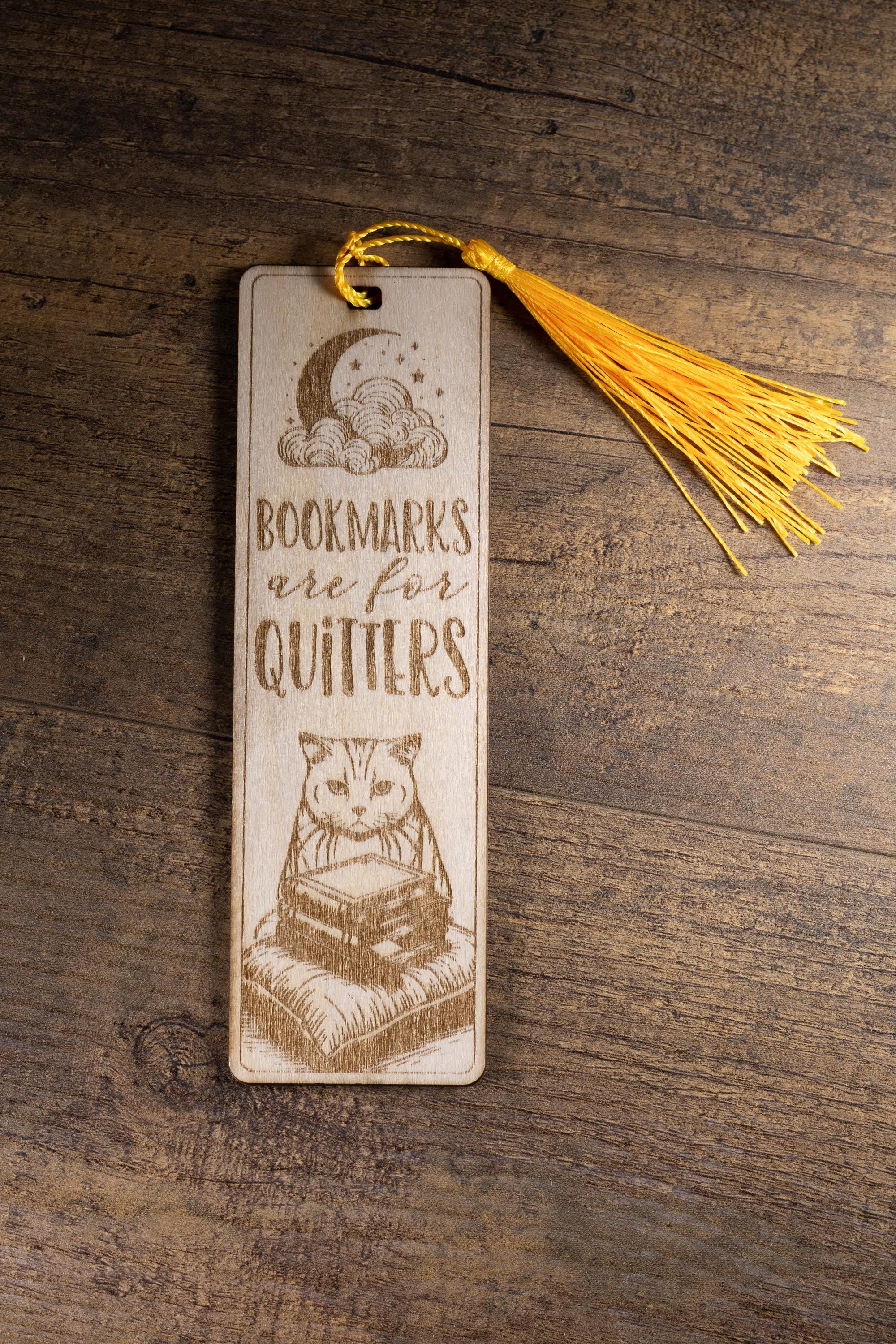 Laser engraved wood bookmark: funny reader gift